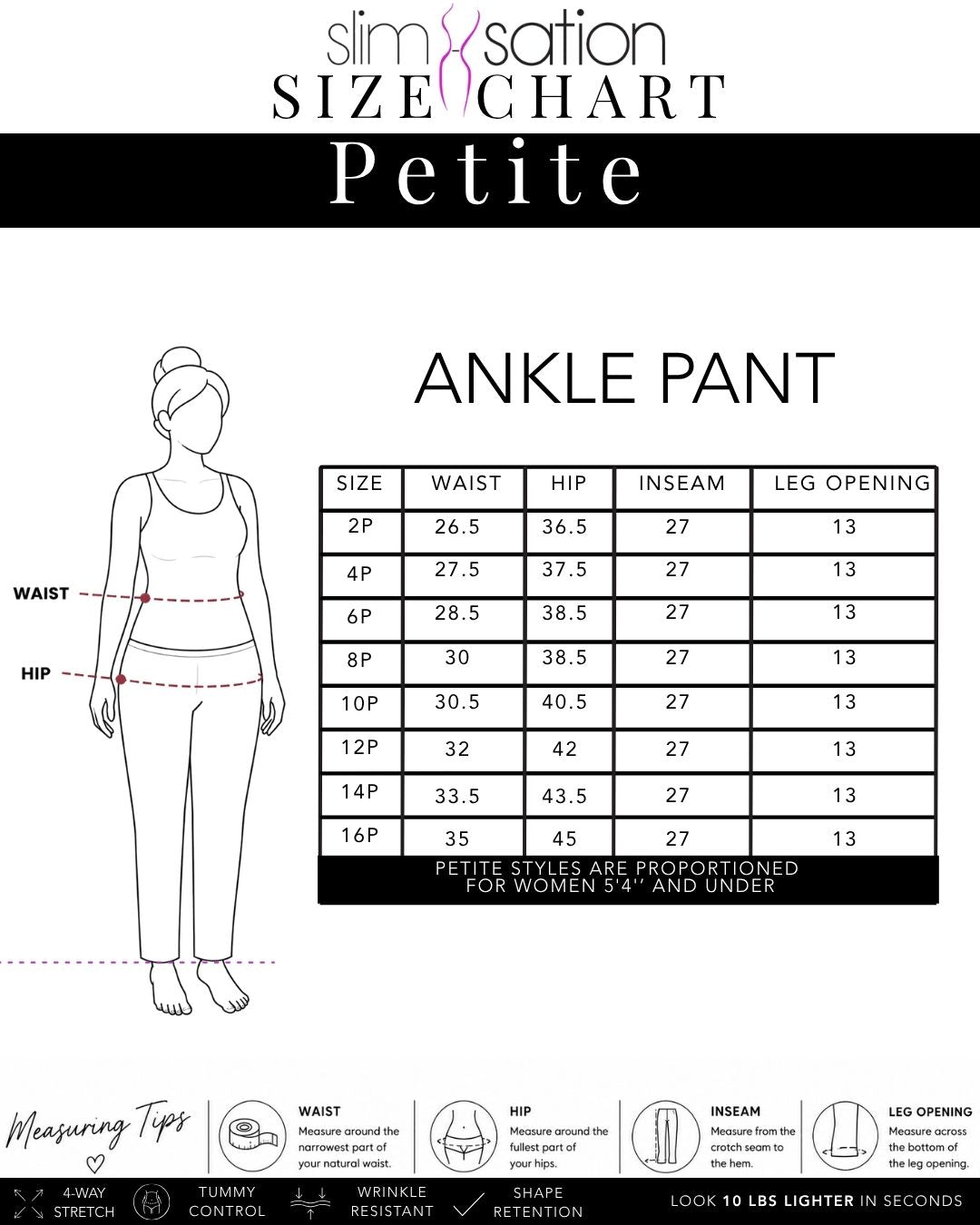 Petite Pull-On Black Ankle Dress Pants with Pockets