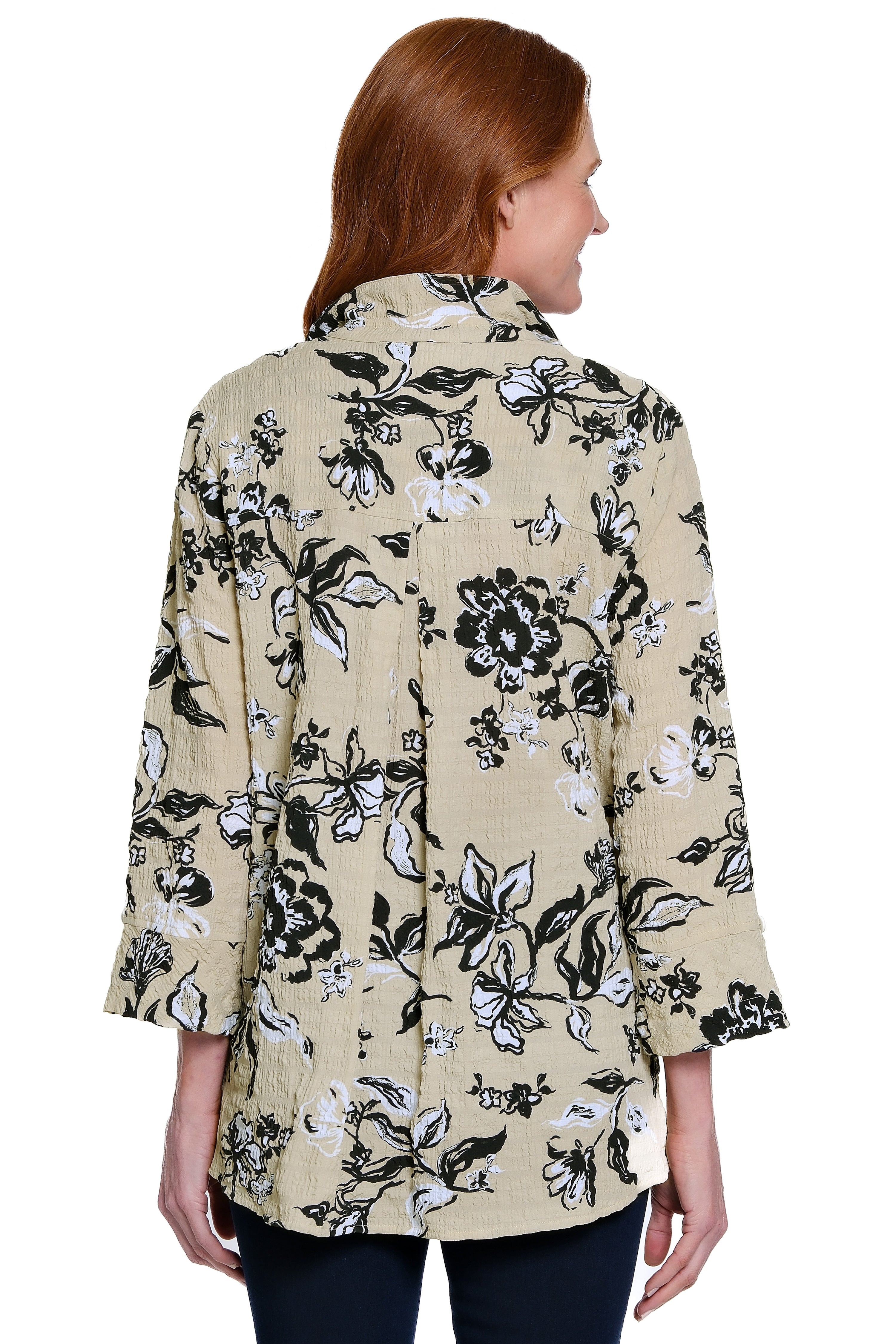 Pucker Woven Wire Collar Tunic - Khaki