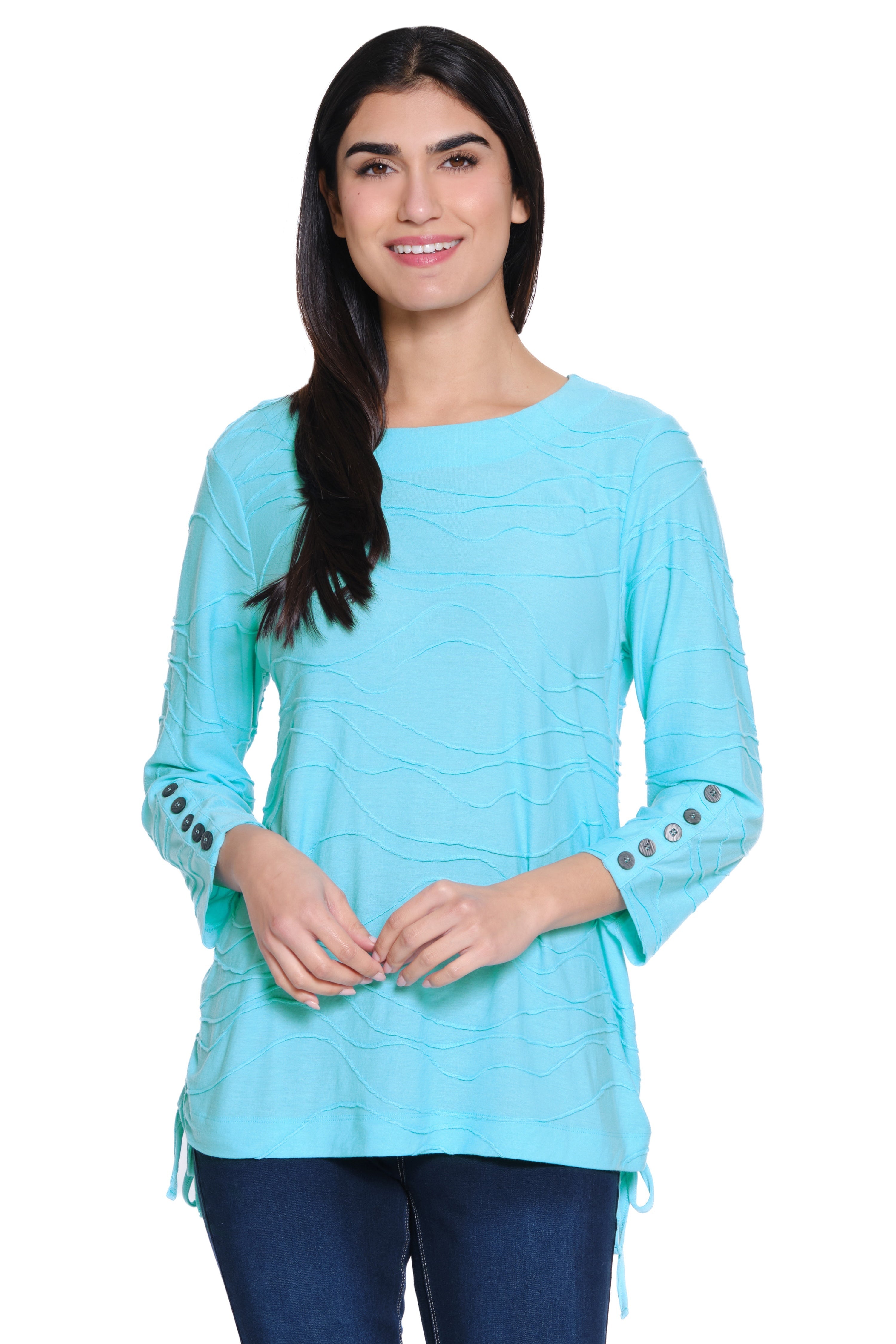 Side Cinch Popover Tunic - Seafoam