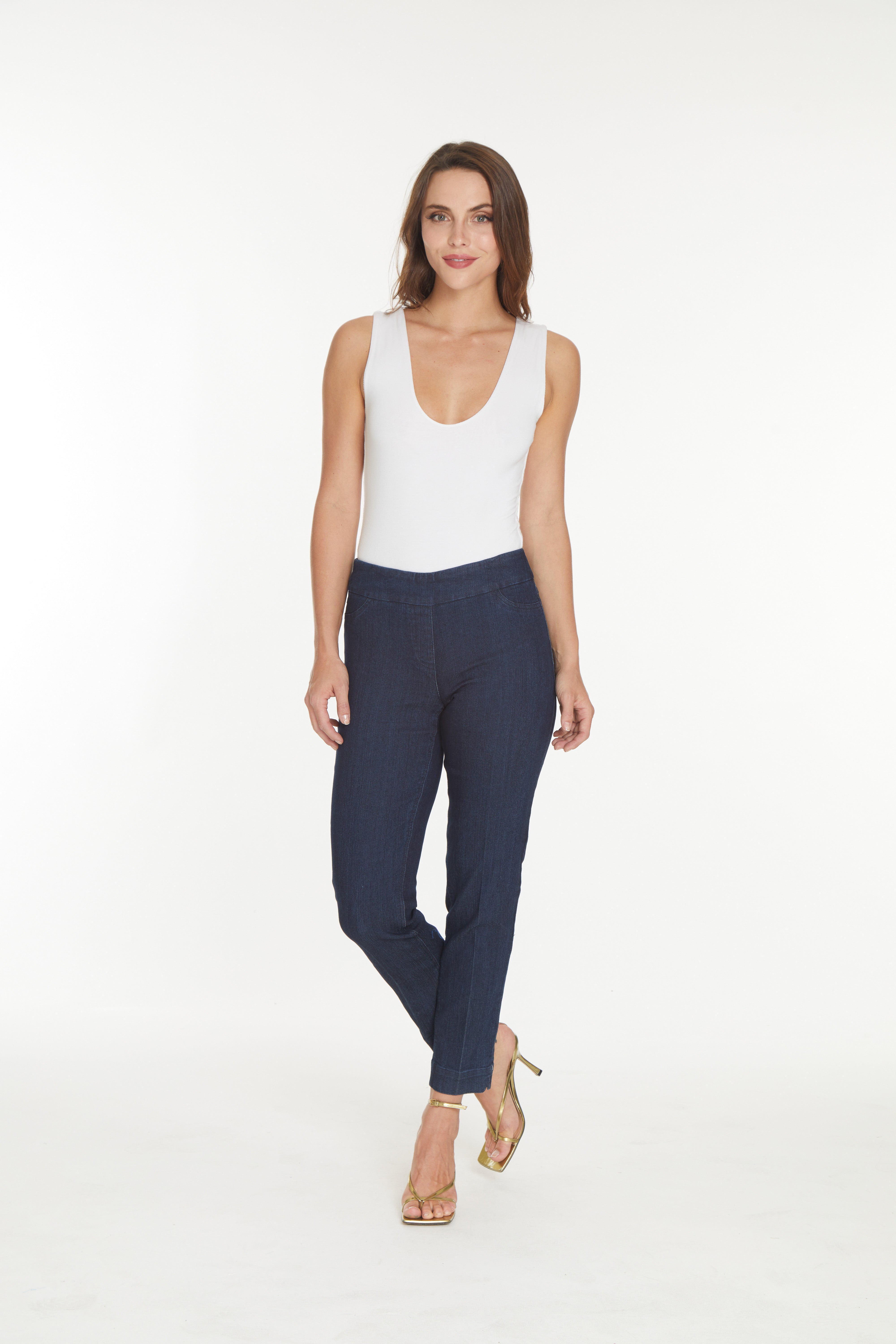 Plus Size Denim Ankle Jeans with Back Pockets