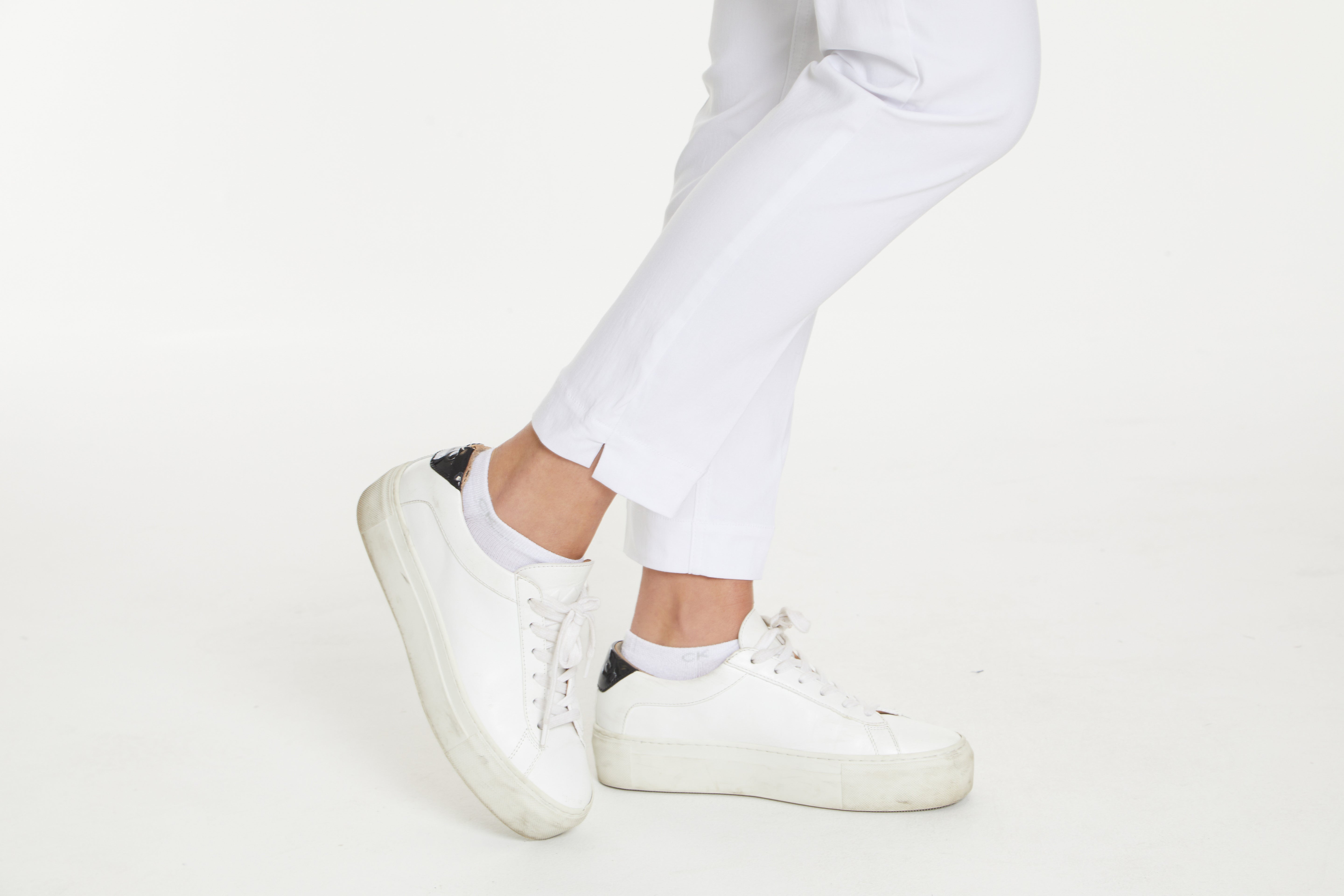 Plus Size Pull-On Solid Narrow Leg Pant With Faux Front Pockets - White