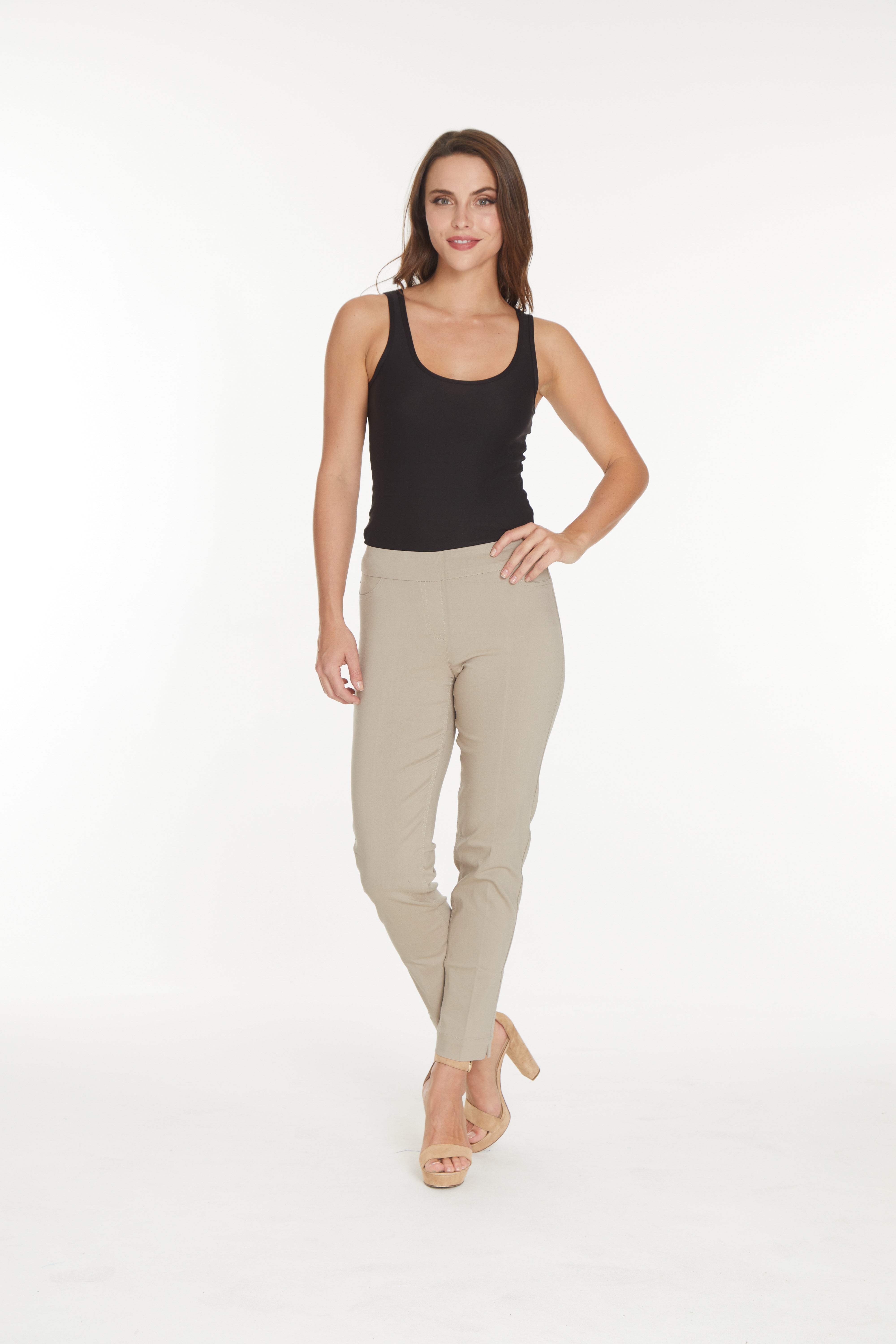 Plus Size Pull On Trouser Pants - Stone