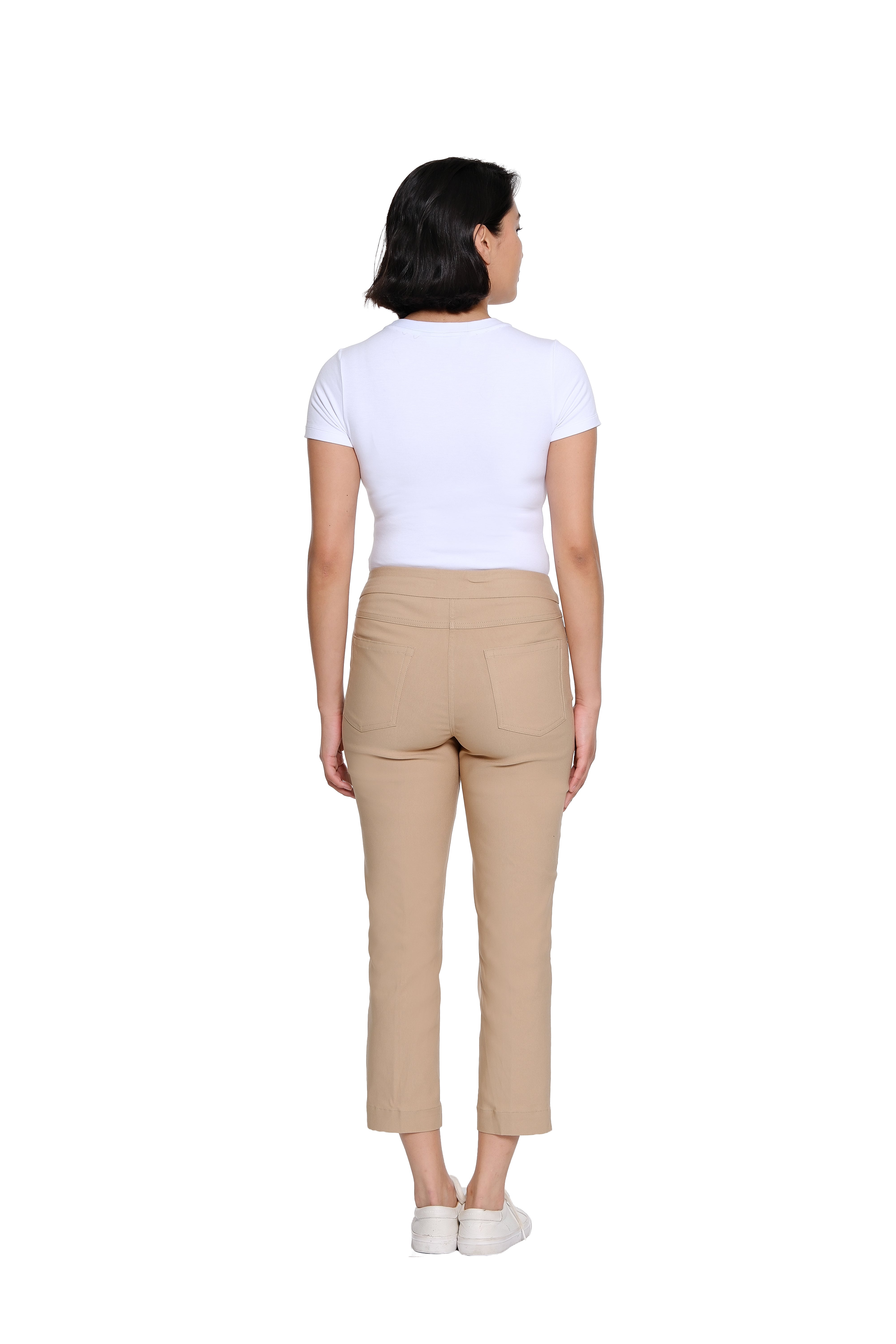 Pull-On Crop Pant With Real Front & Back Pockets - Khaki