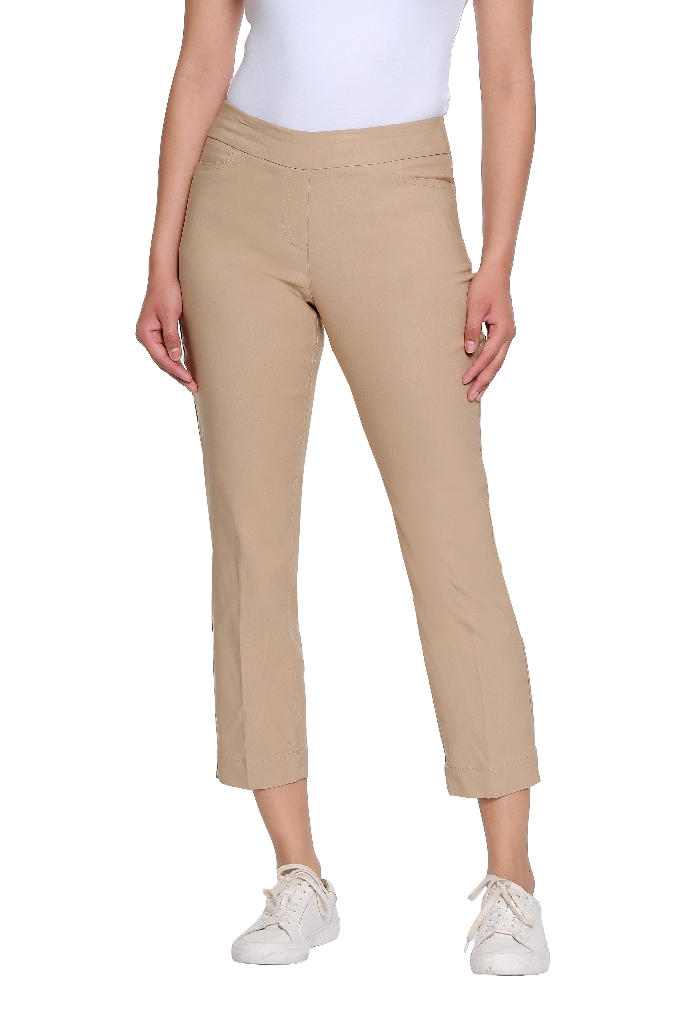 Pull-On Crop Pant With Real Front & Back Pockets - Khaki