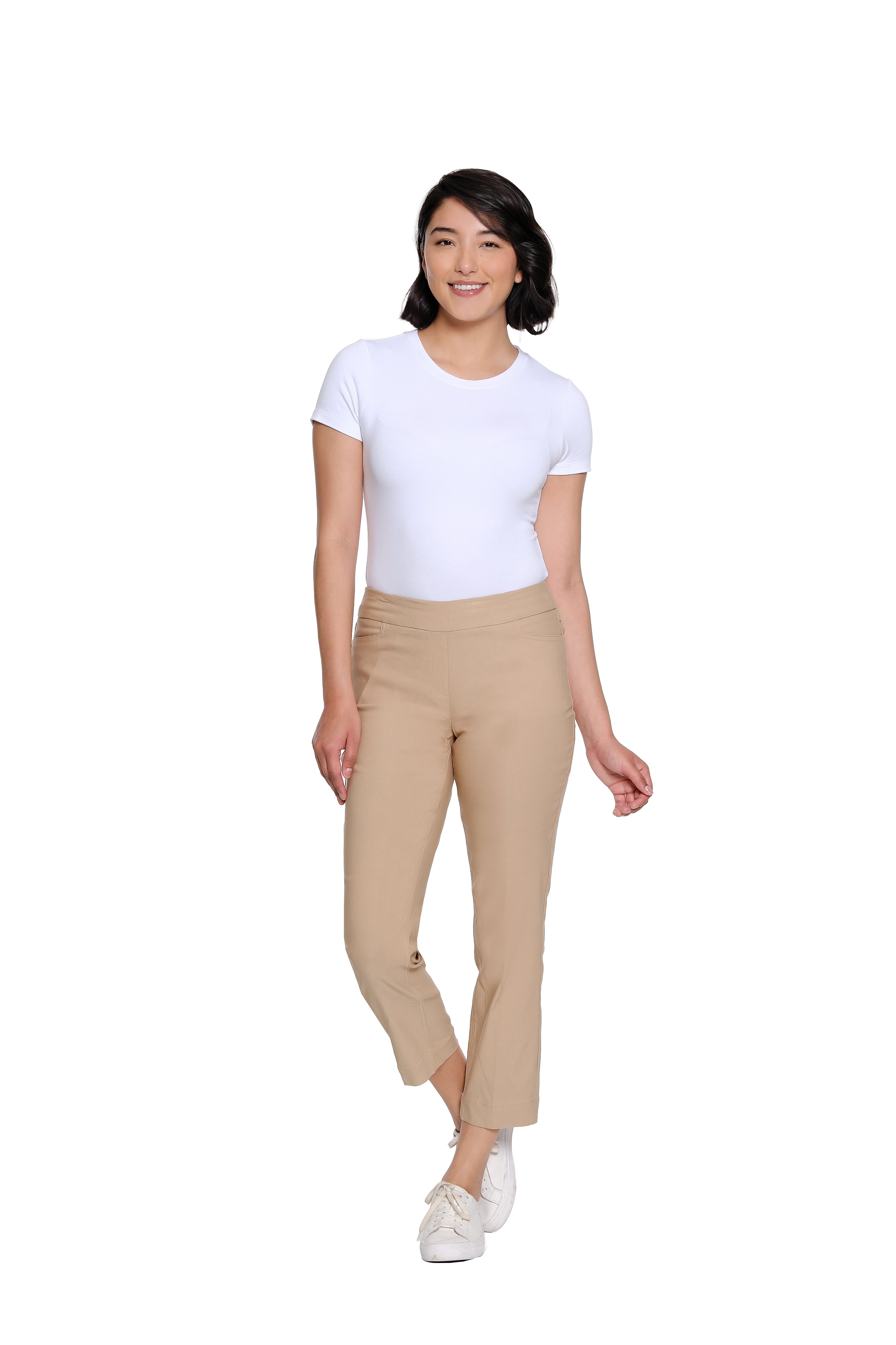Pull-On Crop Pant With Real Front & Back Pockets - Khaki