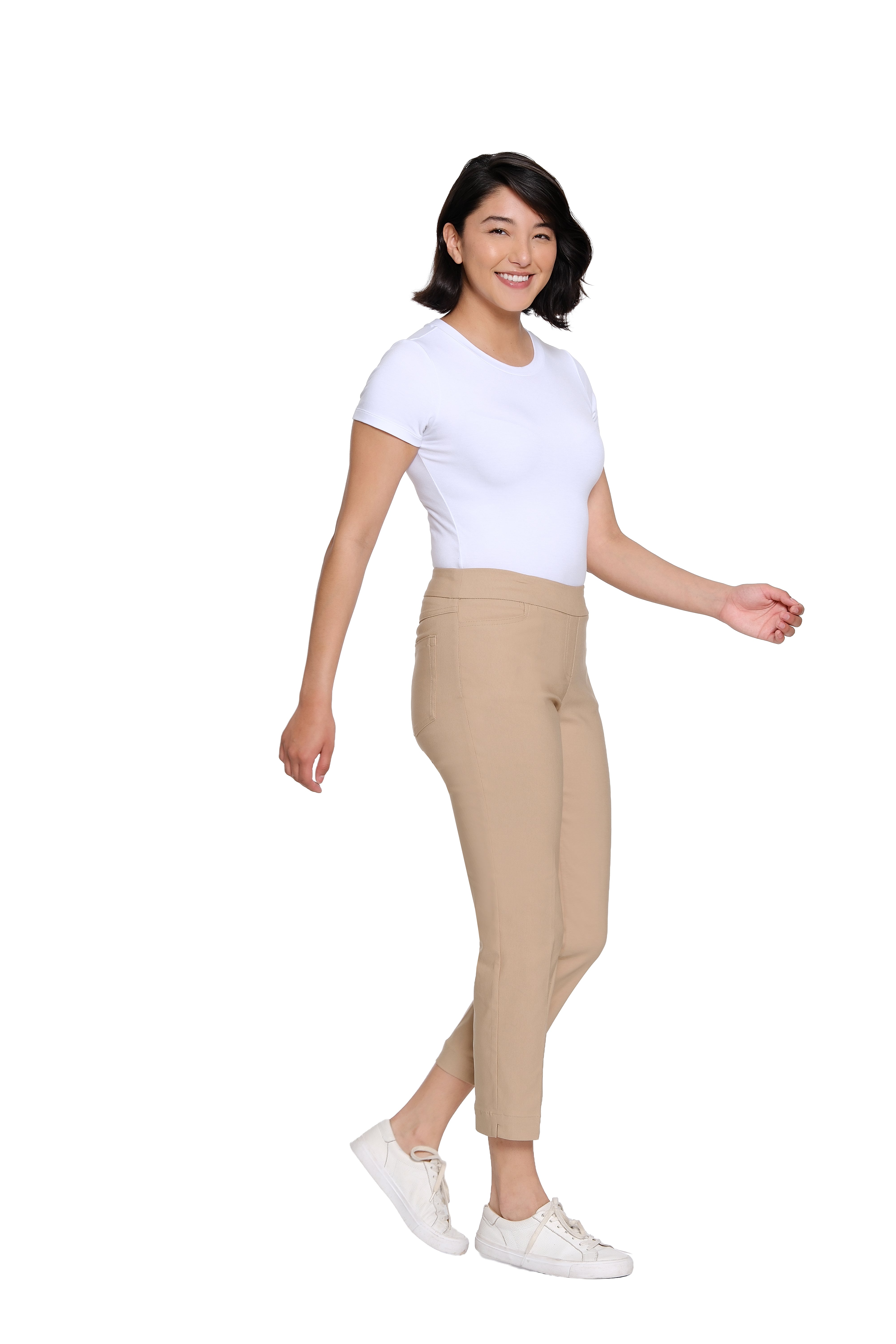 Pull-On Crop Pant With Real Front & Back Pockets - Khaki
