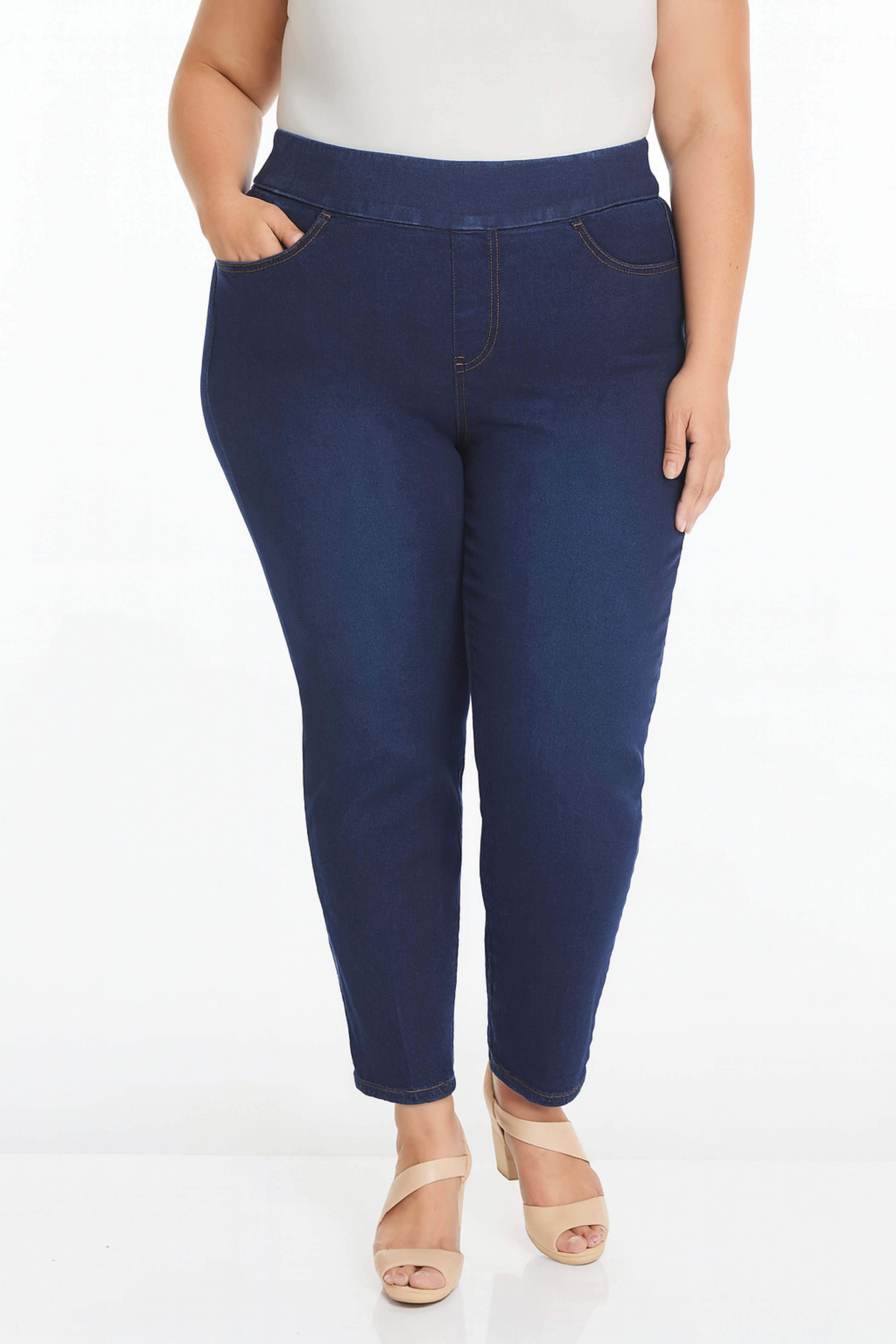 Plus Size Midnight Indigo Ankle Jeans with Pockets