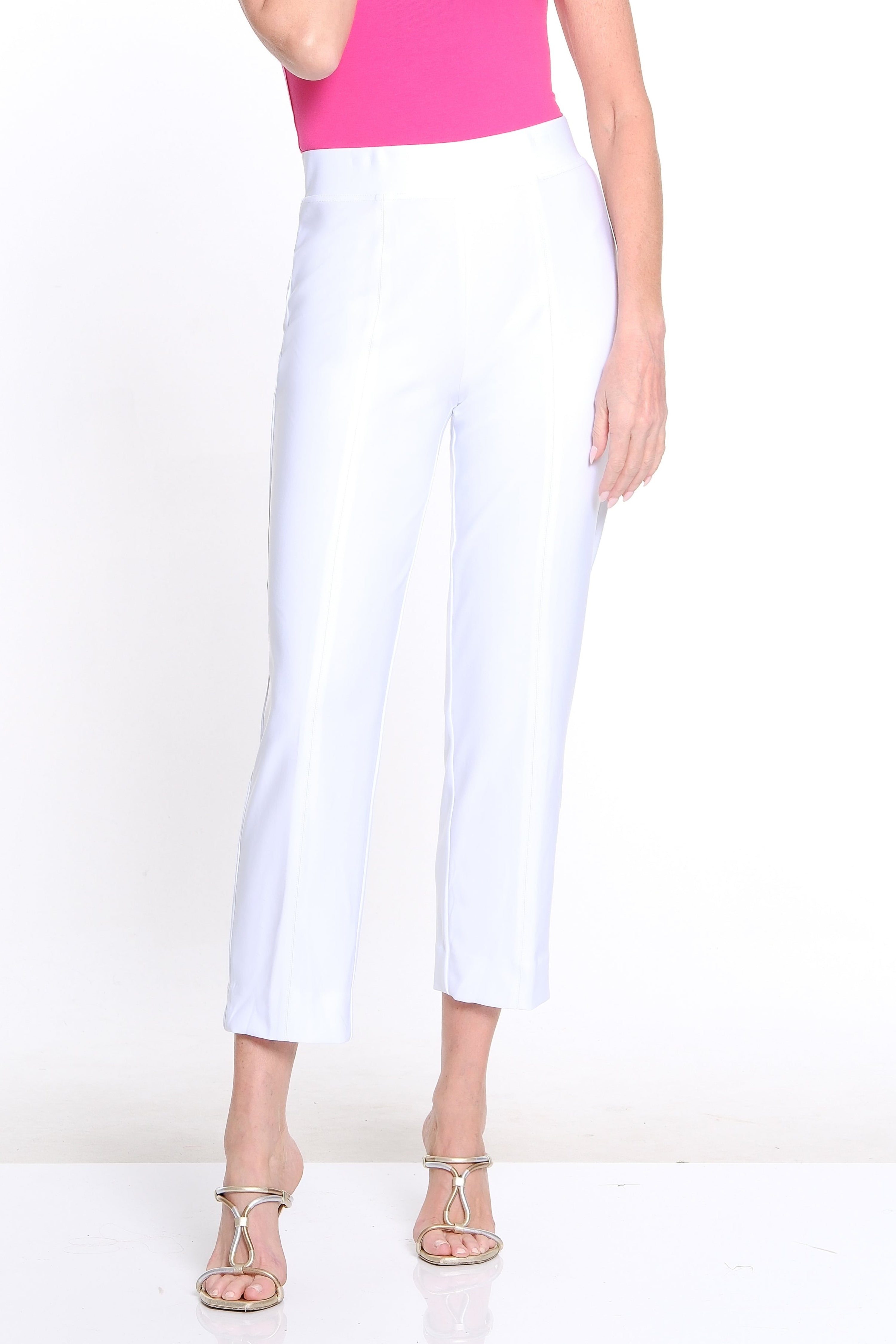 Knit Wide Leg Ankle Pant - White