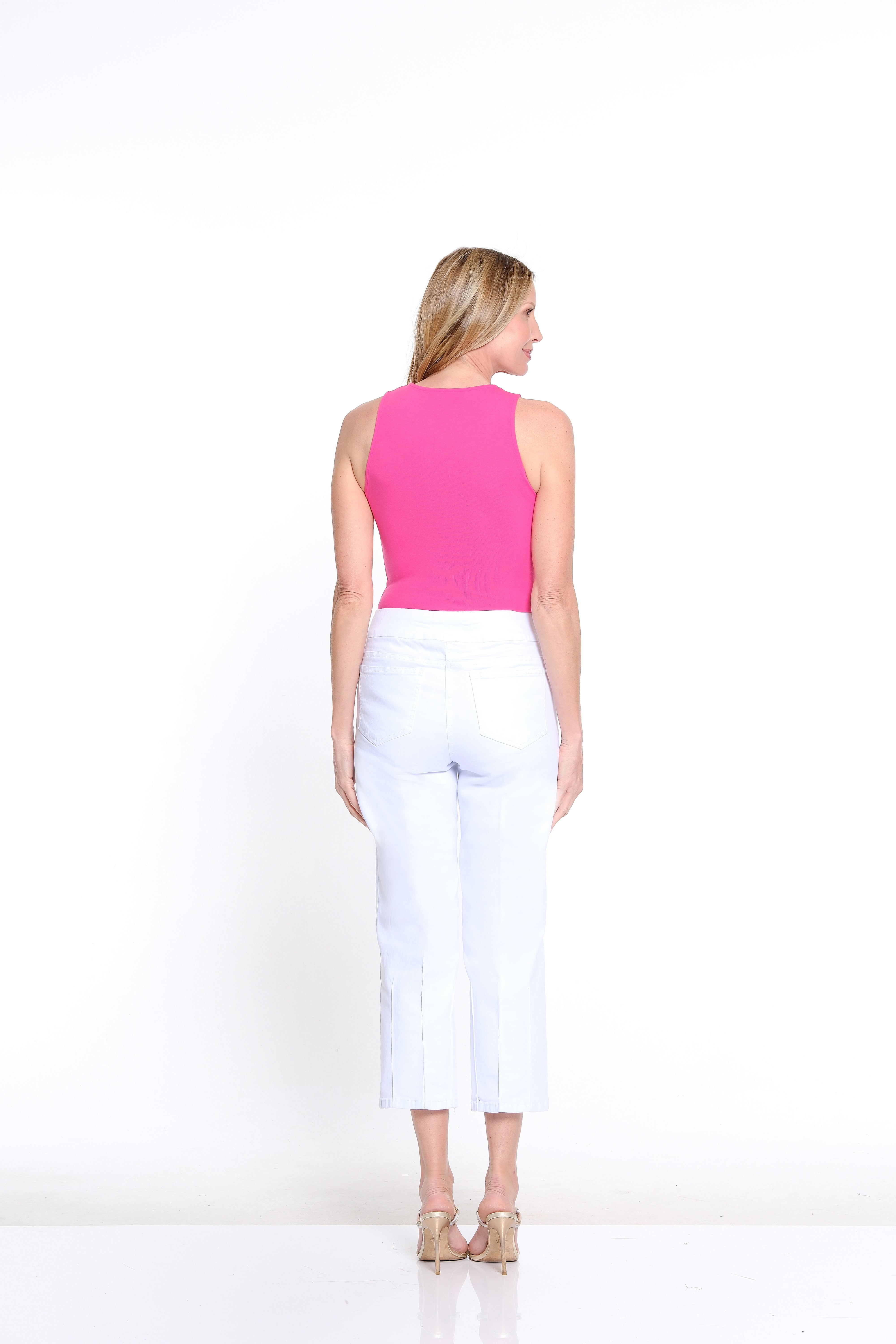 Denim Crop Jean with Pintuck Detail - White