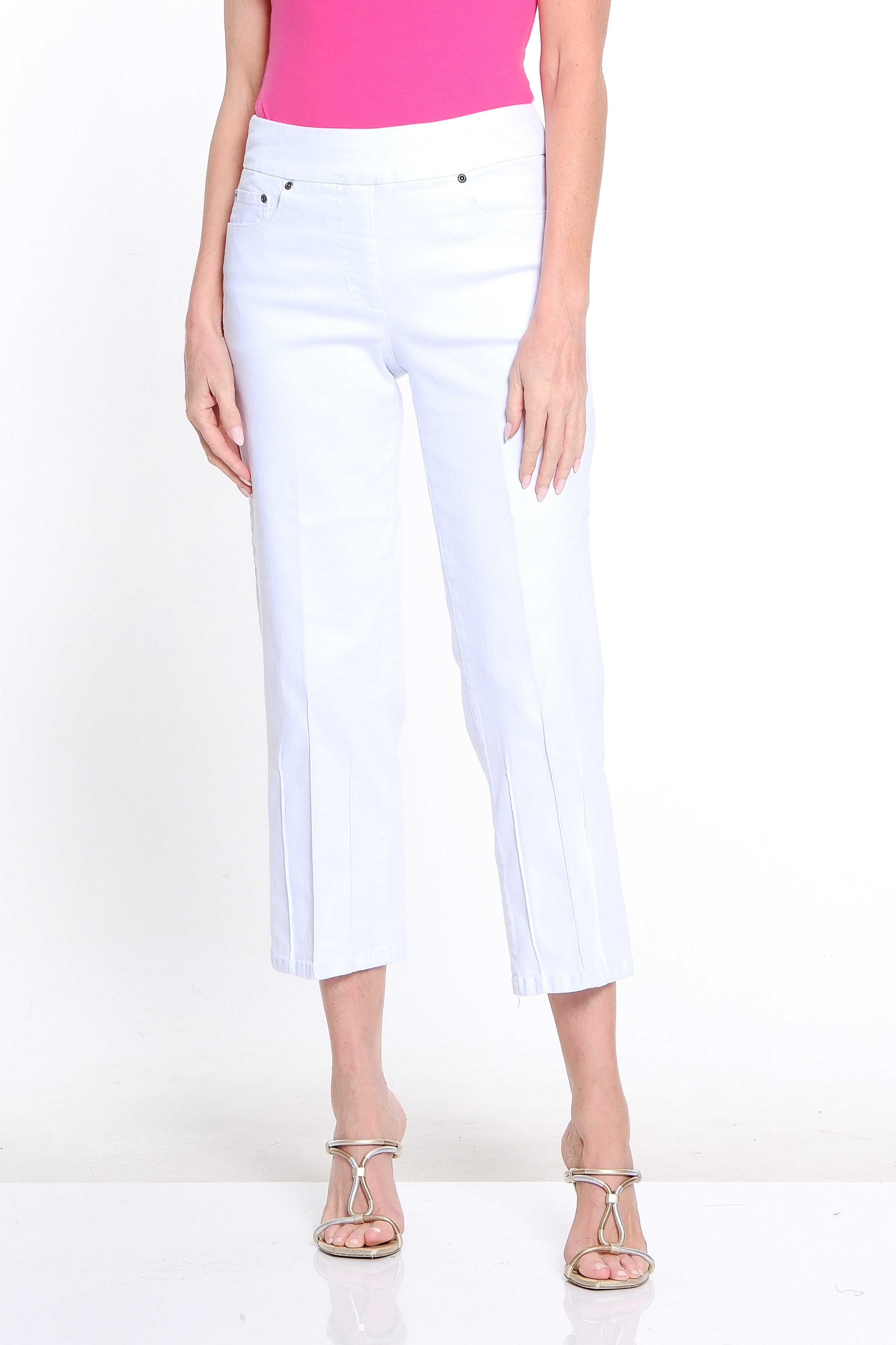 Denim Crop Jean with Pintuck Detail - White