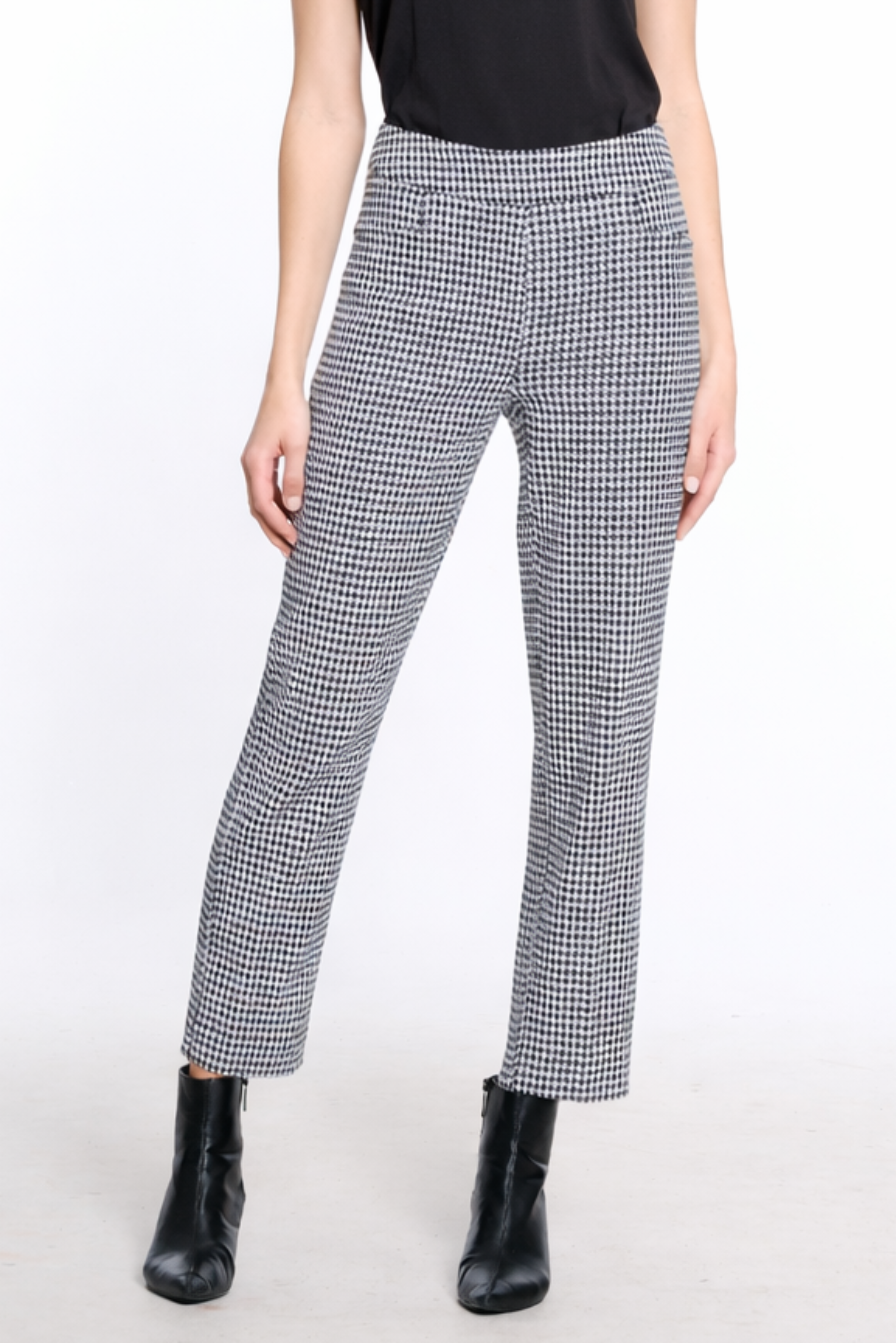Menswear Check Woven Ankle Pant - Petite - Black