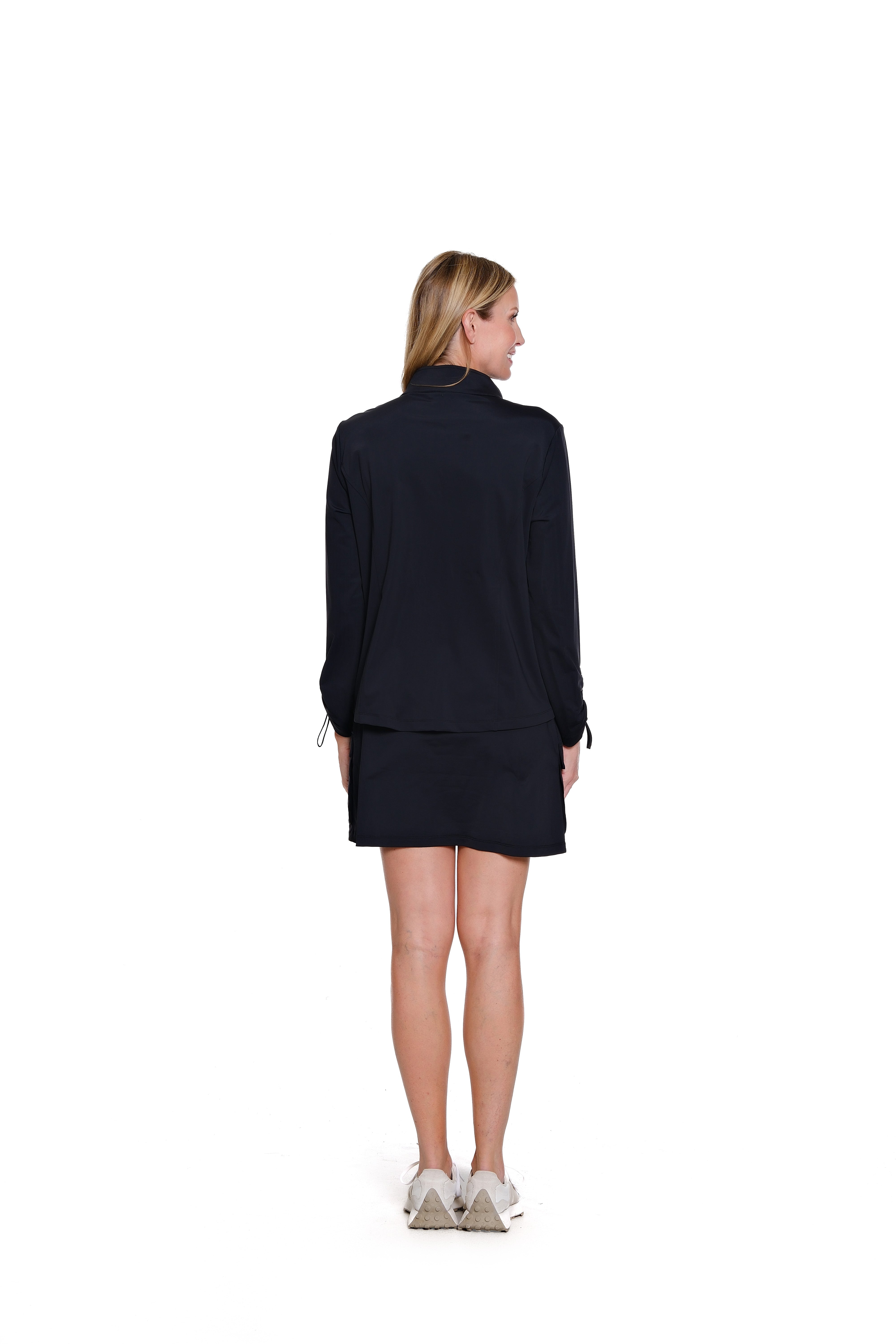 Drawstring Pull-On Jersey Knit Skort - Black