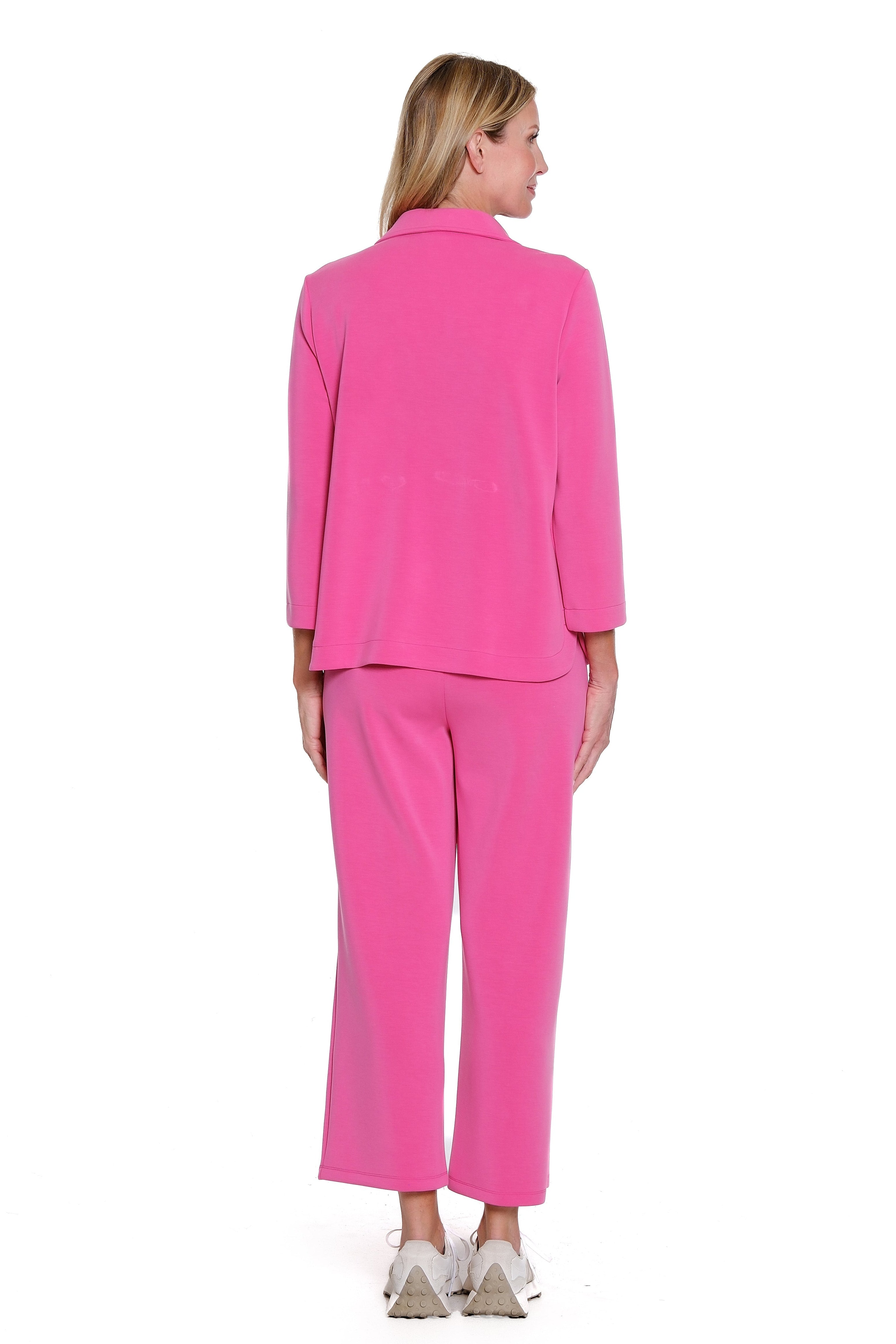 Wide Leg Knit Crop Pant - Candy Pink