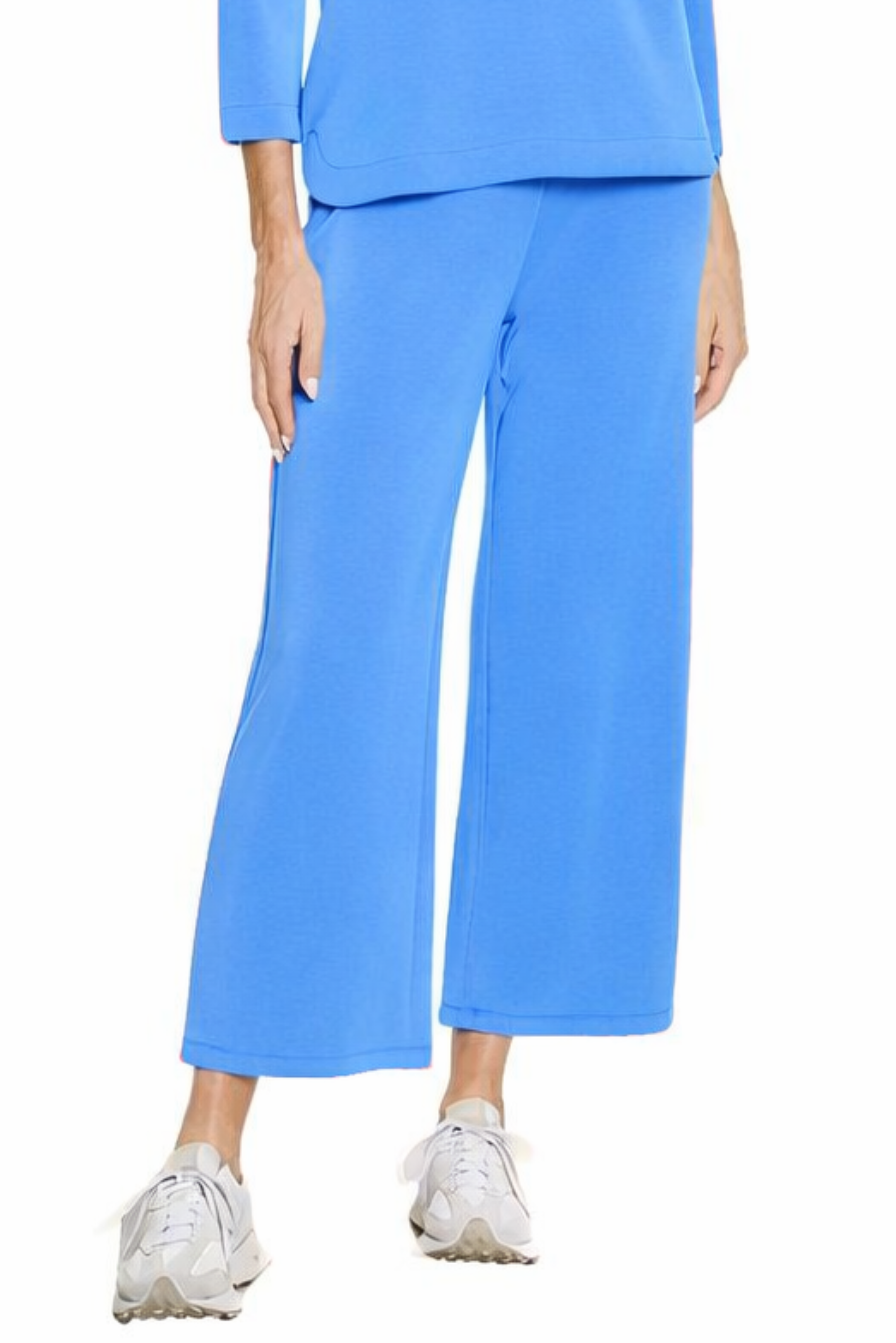 Wide Leg Knit Crop Pant - Petite - French Blue