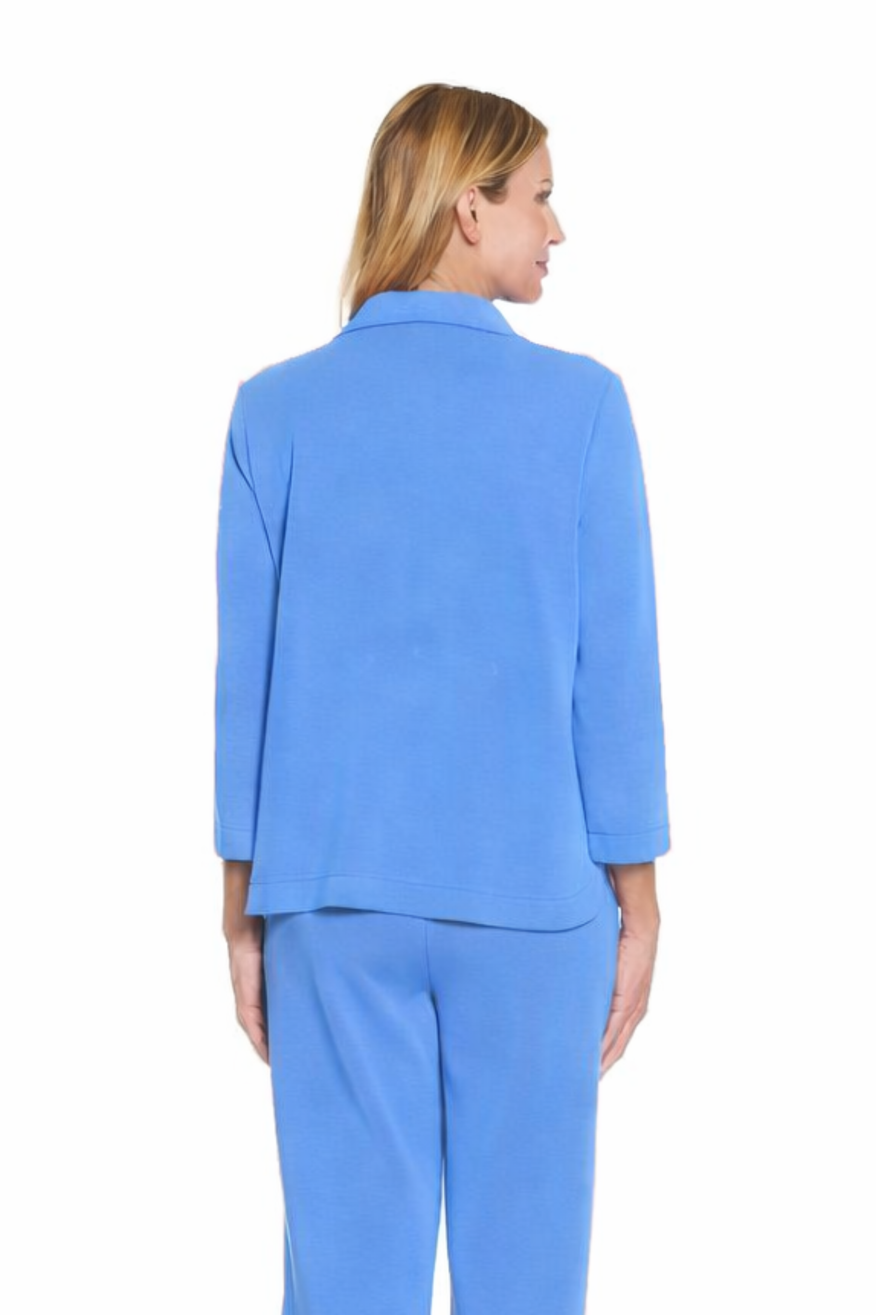 Johnny Collar V-Neck Knit Top - French Blue