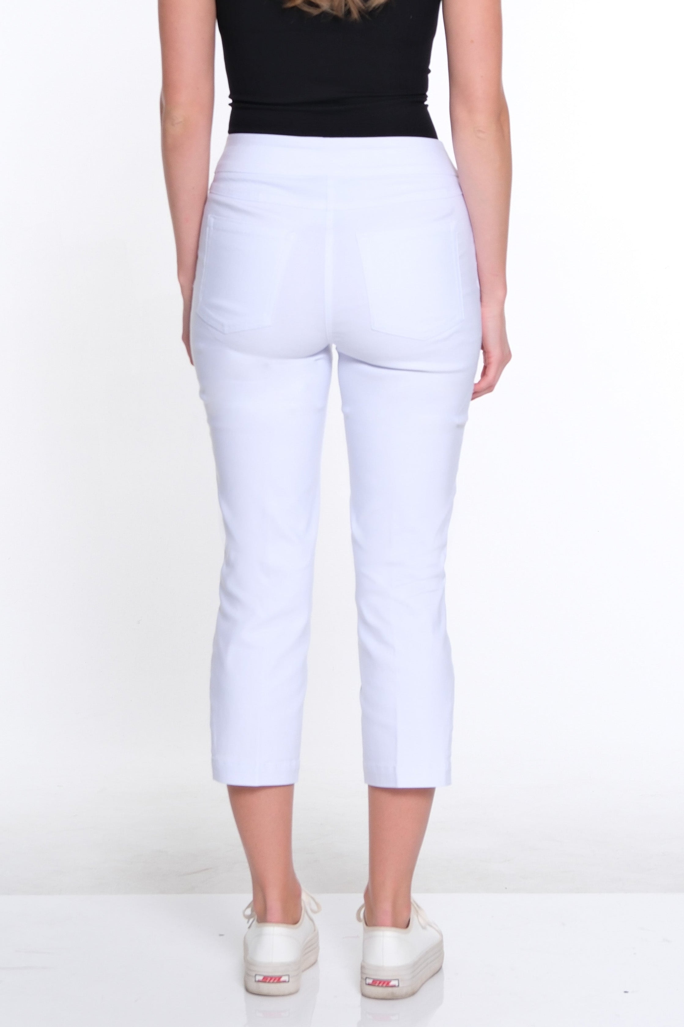 Petite 3-Strap Hem Crop Pant - White