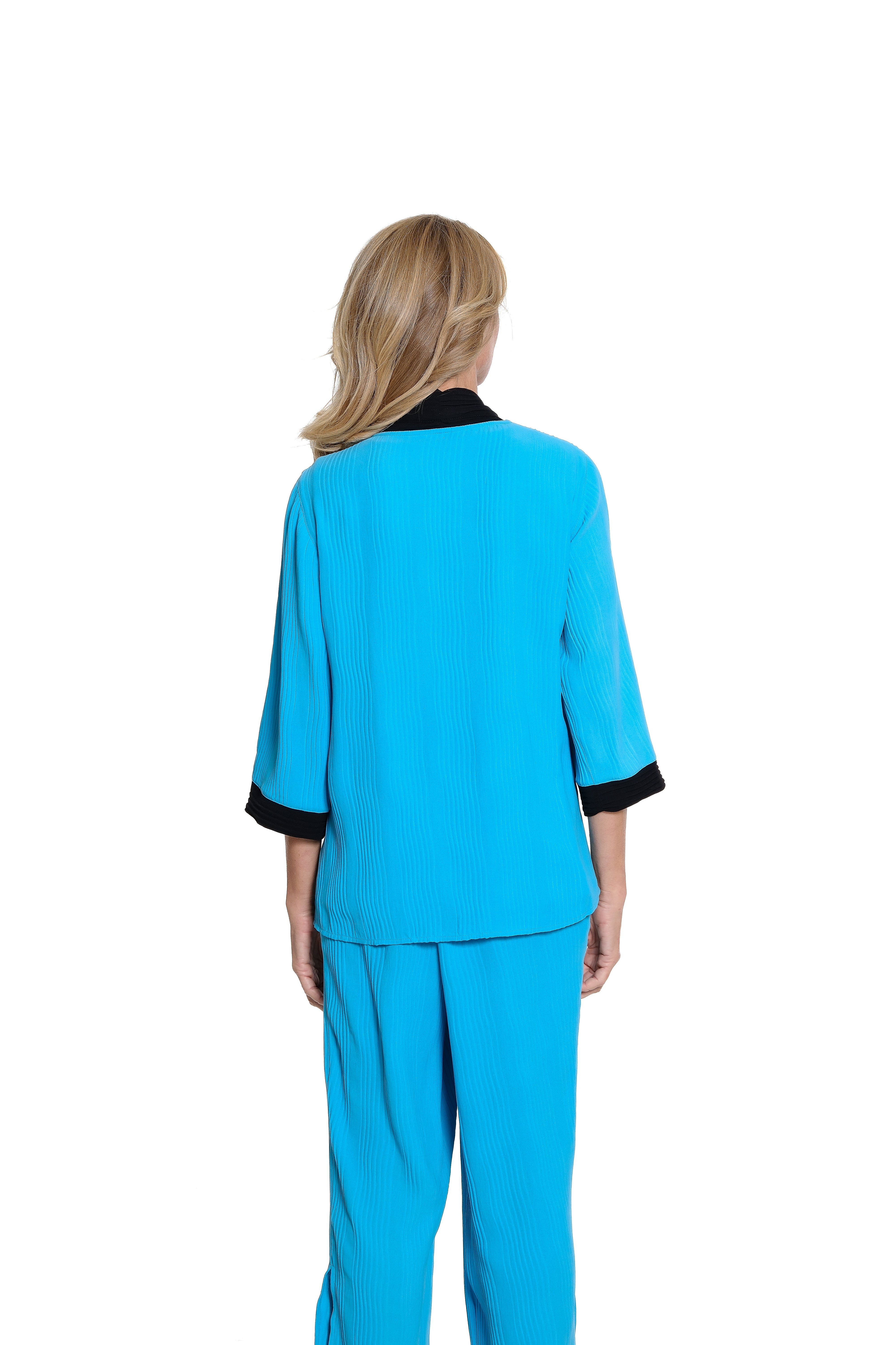 Crinkle Woven Kimono - Bright Turquoise