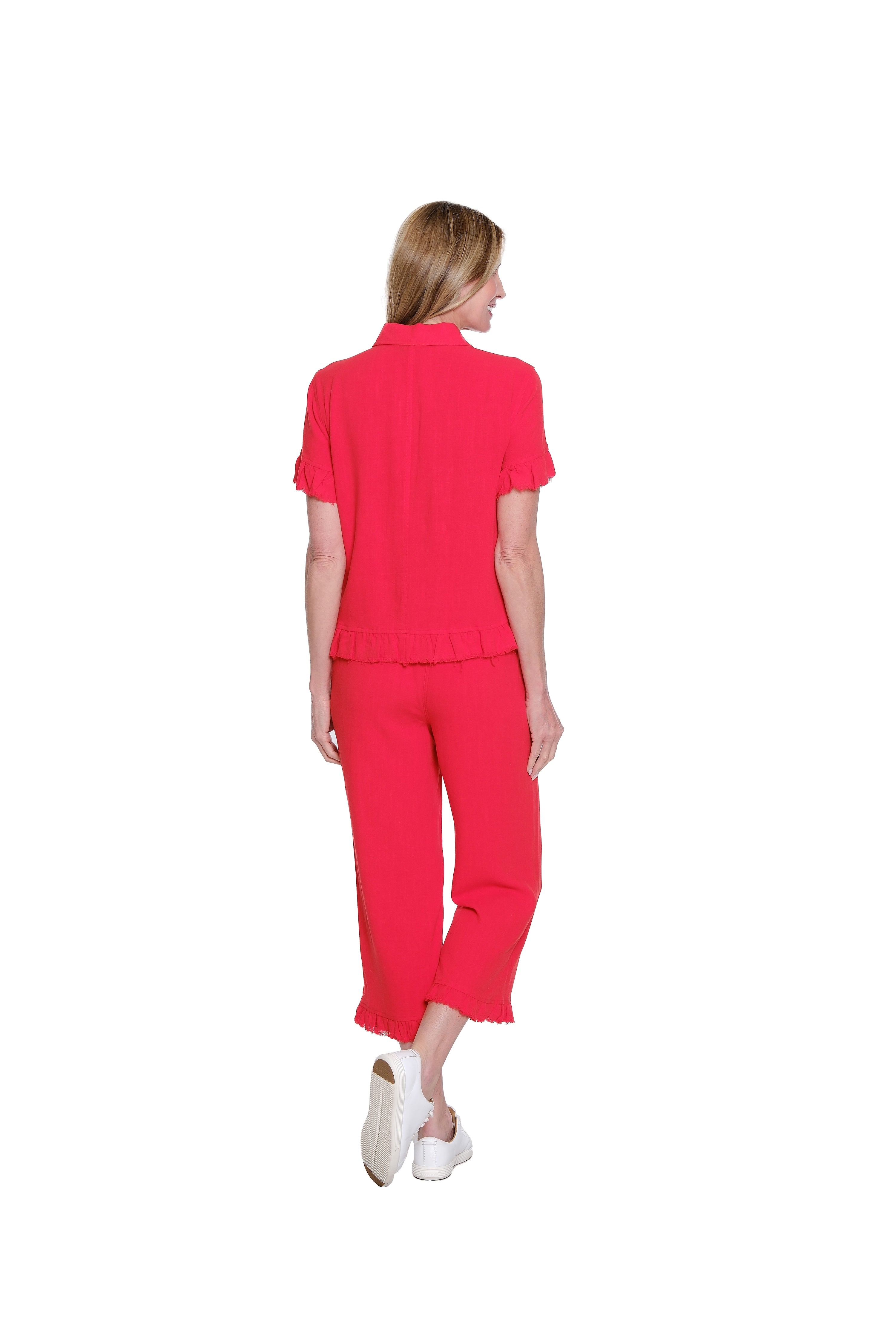 Plus Ruffle Hem Crop Pant - Poppy