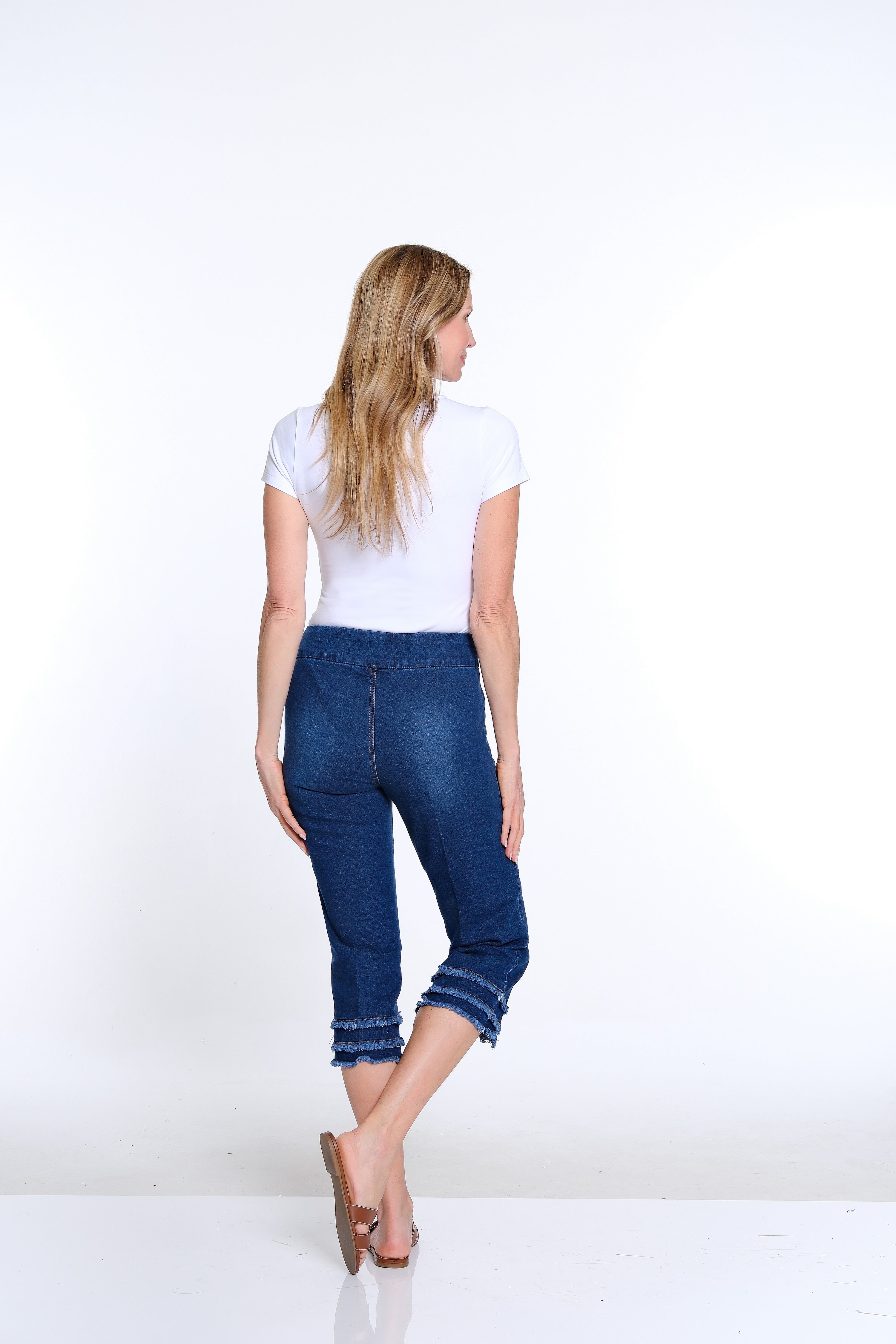 Capri Jean with Triple Fringe Hem - Dark Indigo