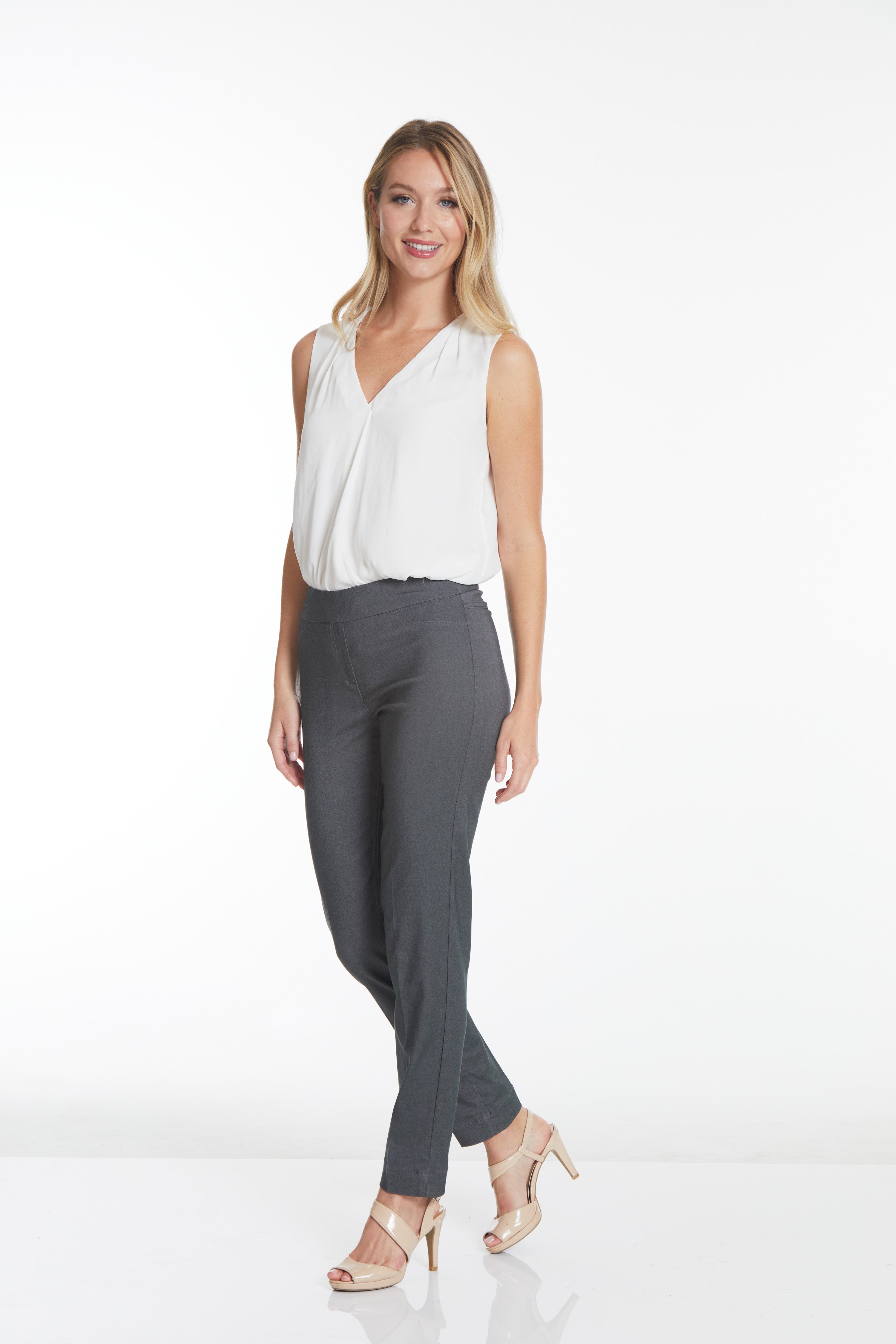 Pull-On Narrow Leg Pant - Charcoal