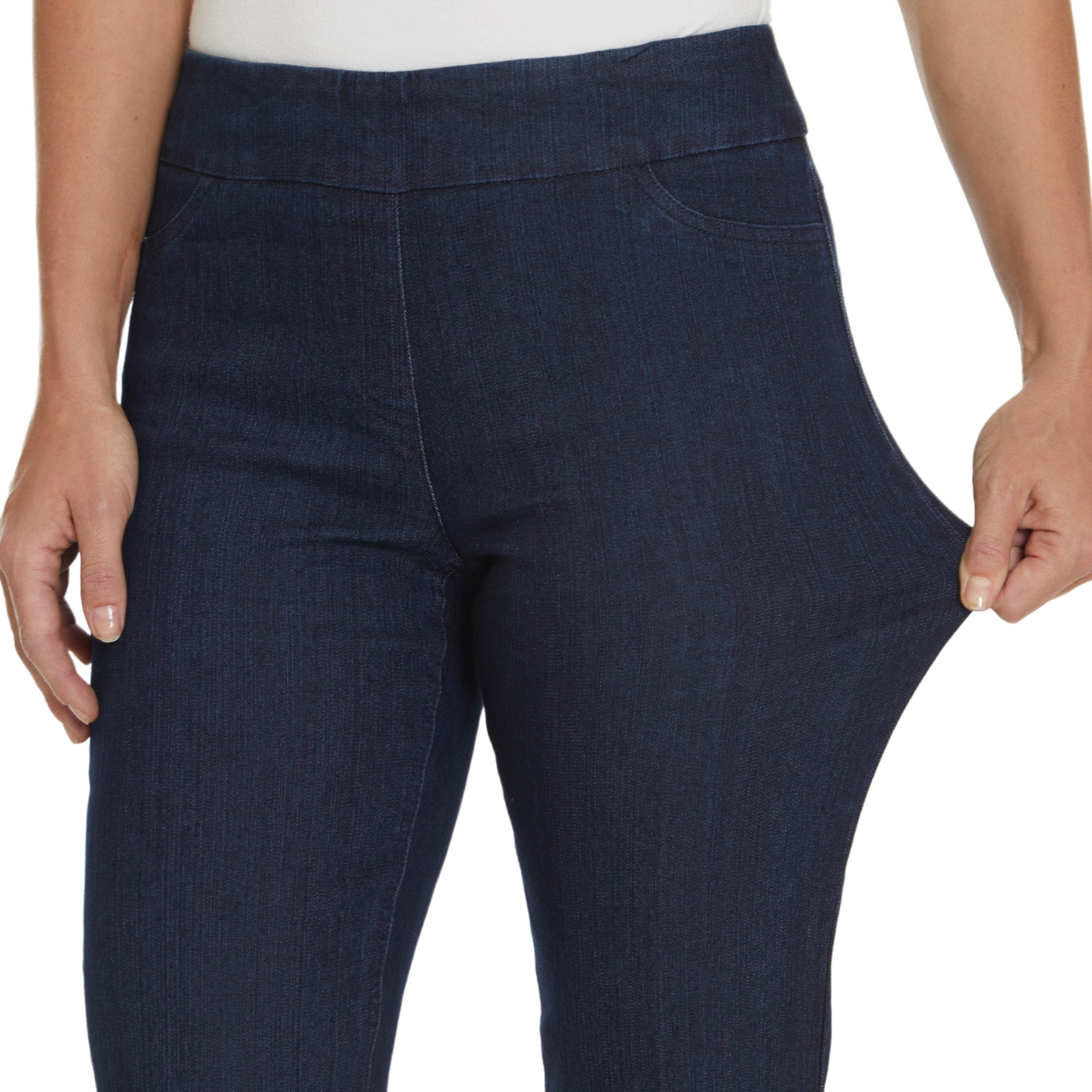 Plus Size Denim Ankle Jeans with Back Pockets