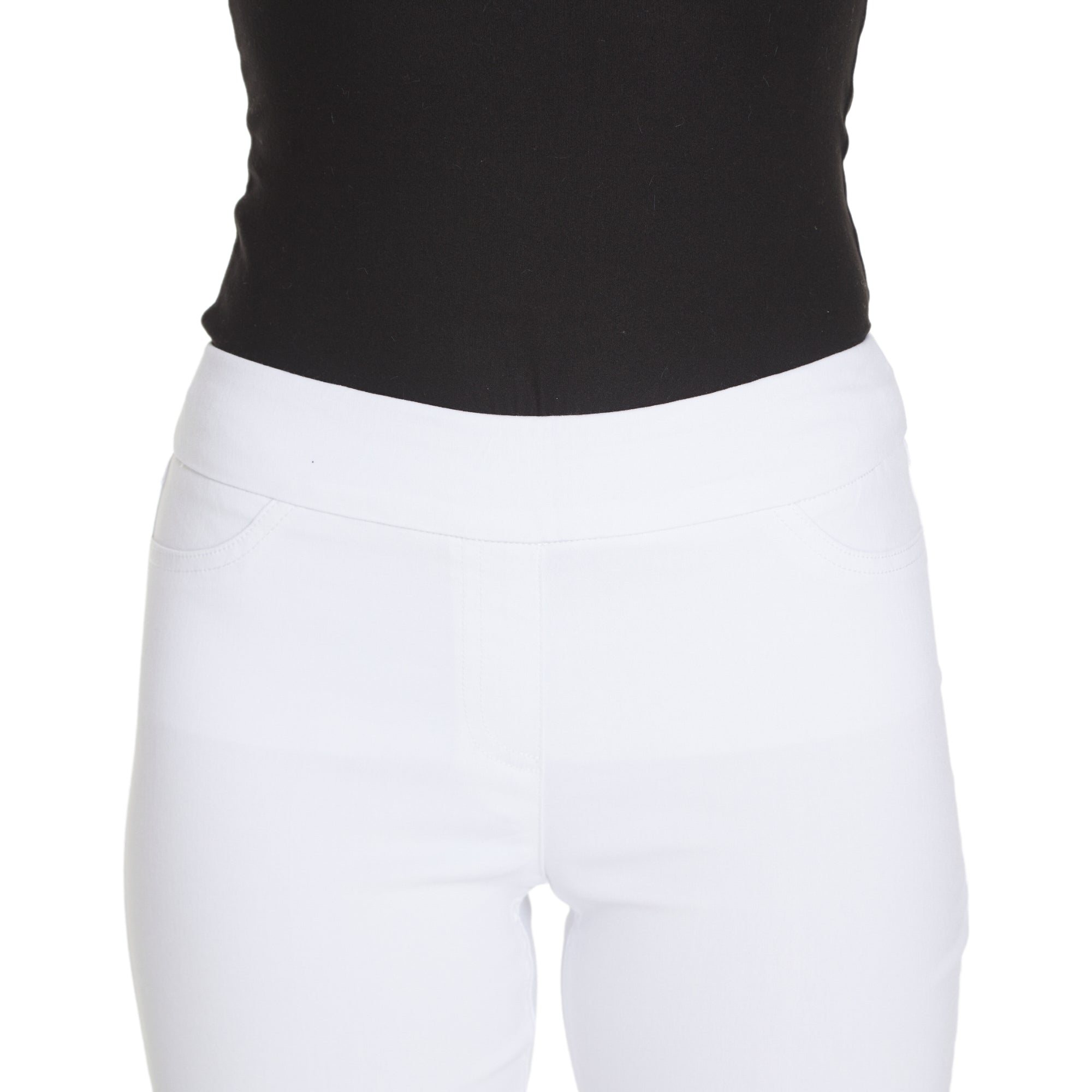 Plus Size White Ankle Pants with Back Pockets