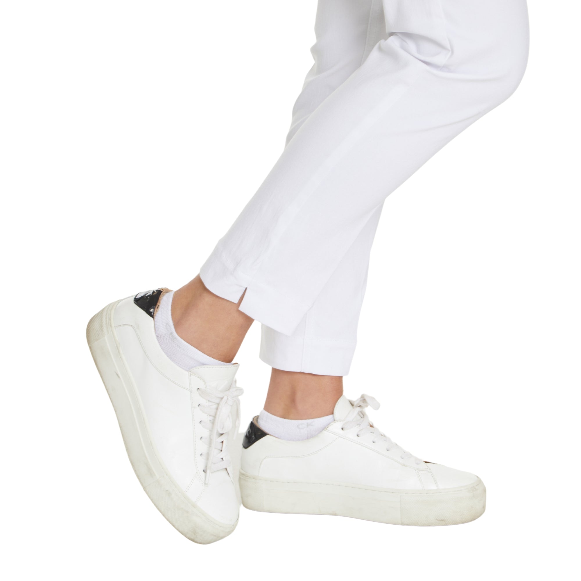 Plus Size White Ankle Pants with Back Pockets