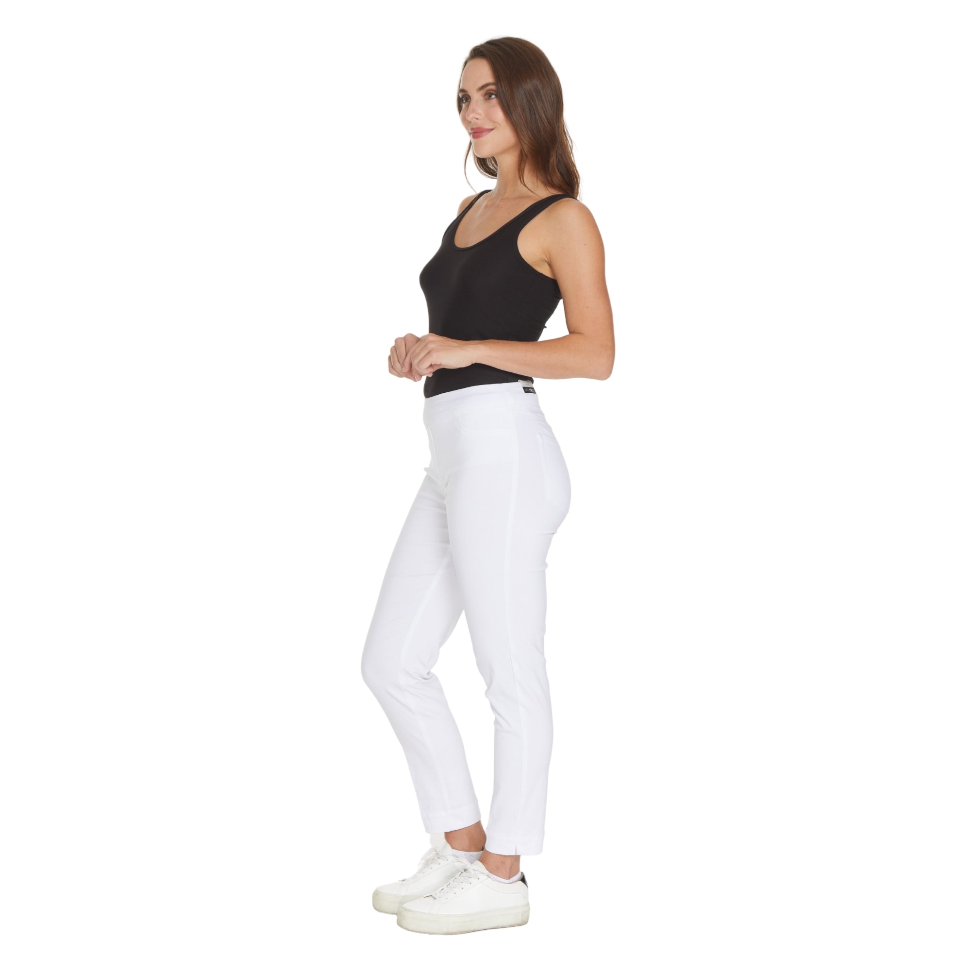 Pull-On White Ankle Pant