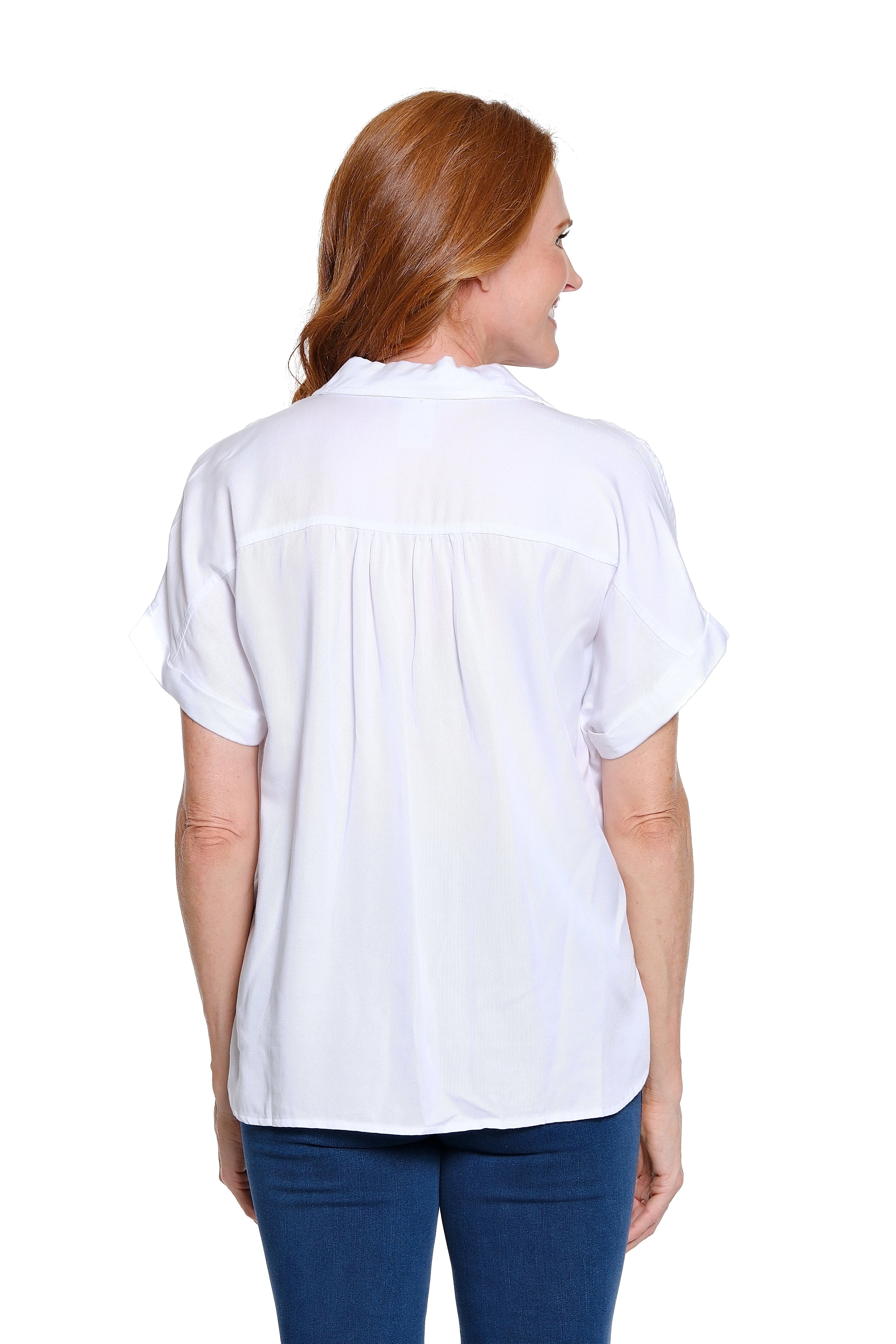 White Dolman Hi-Lo Denim Top - Plus