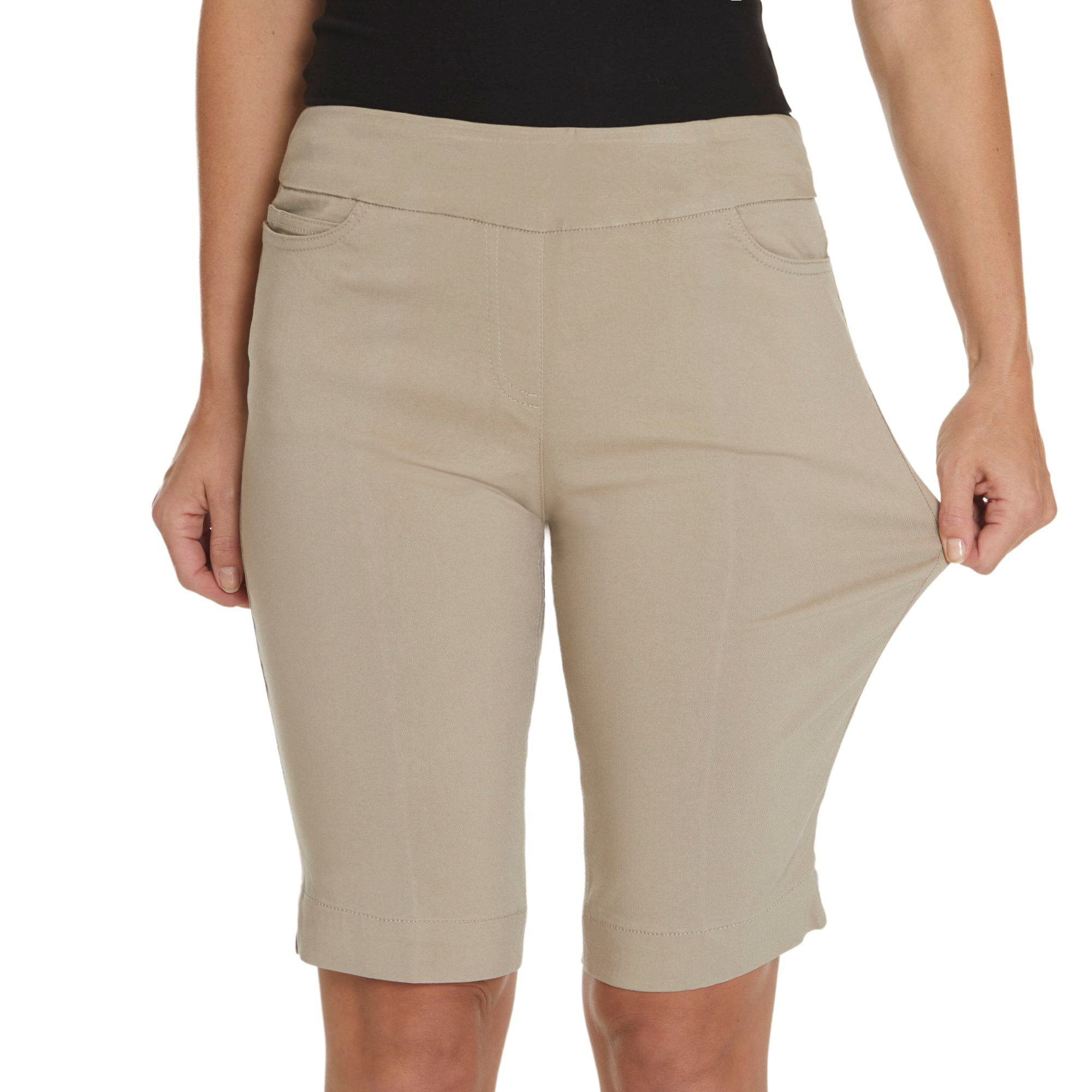Plus Size Stone Pull On Walking Shorts With Pockets