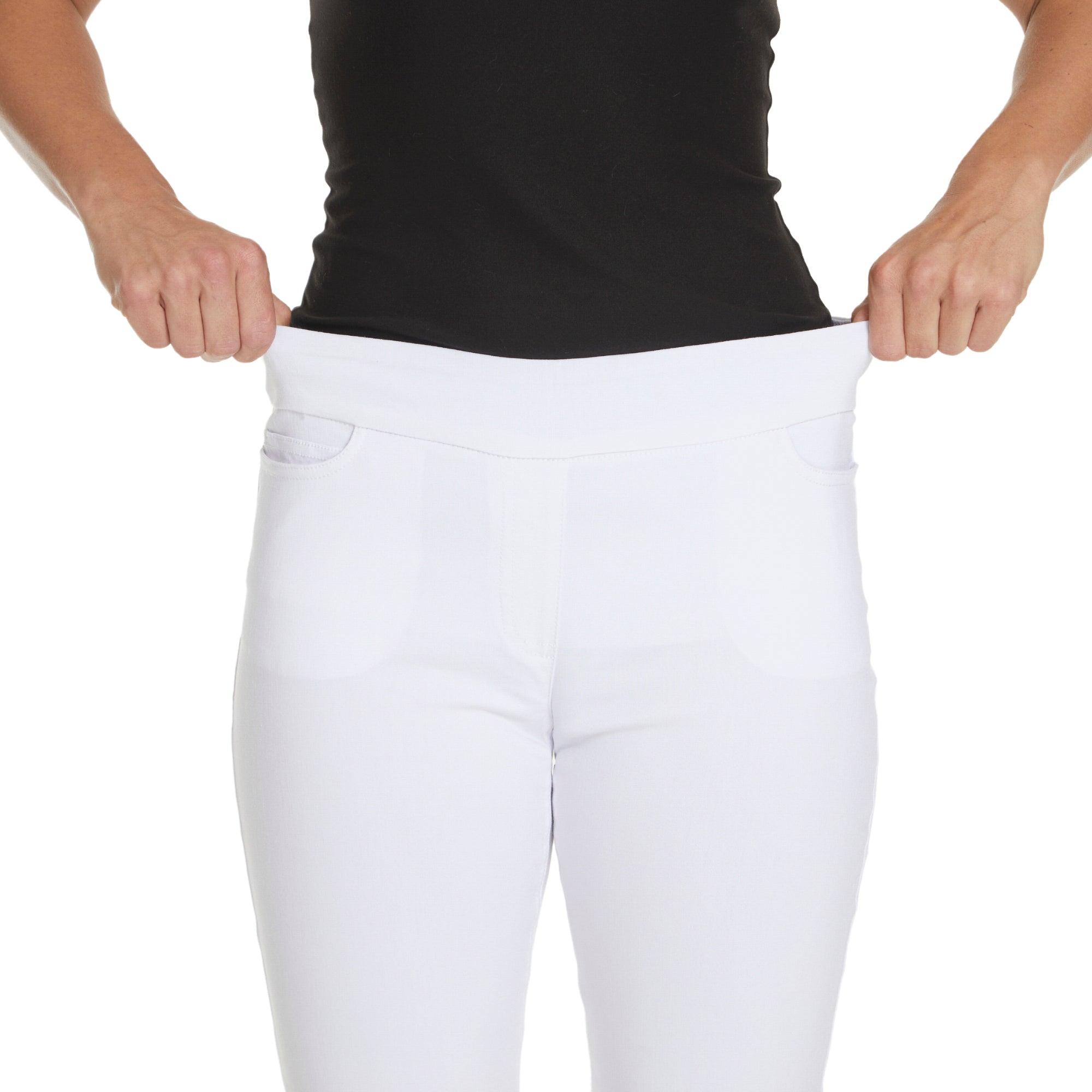 Plus Size White Pull On Walking Shorts with Pockets