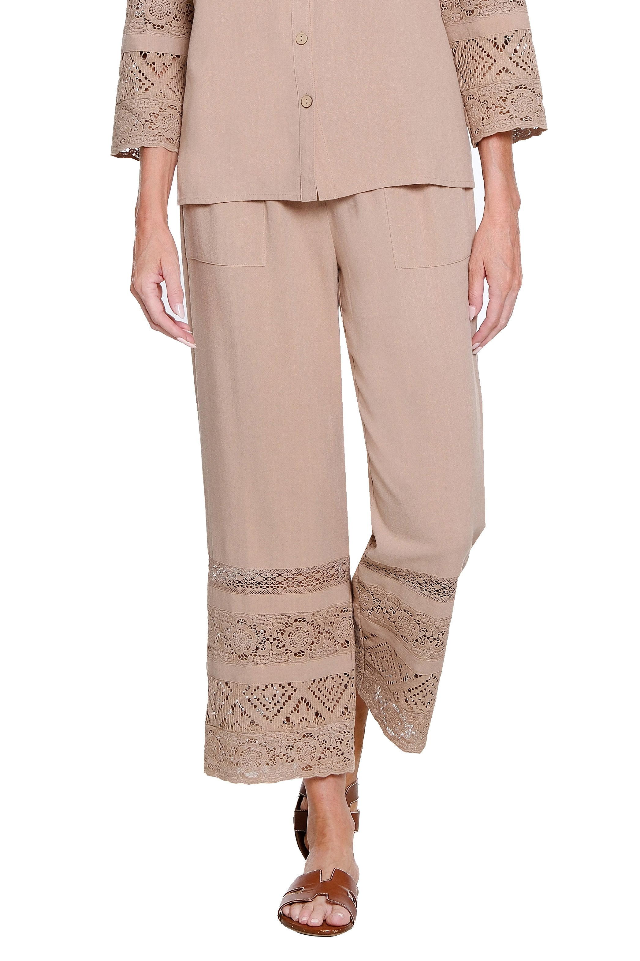 Drawstring Waist Crop Pant - Khaki
