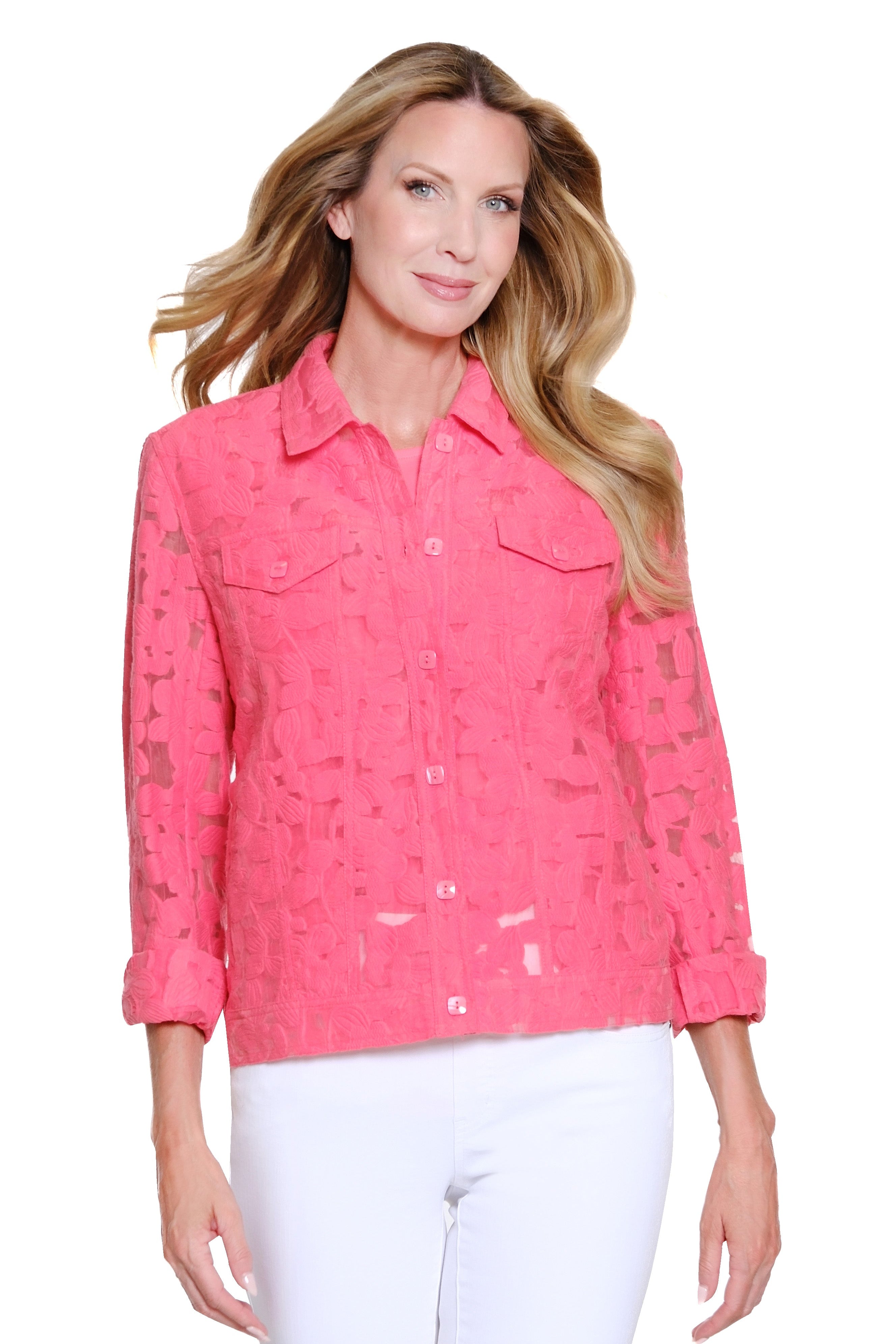 Coral Pink Jean Style Jacket - Petite