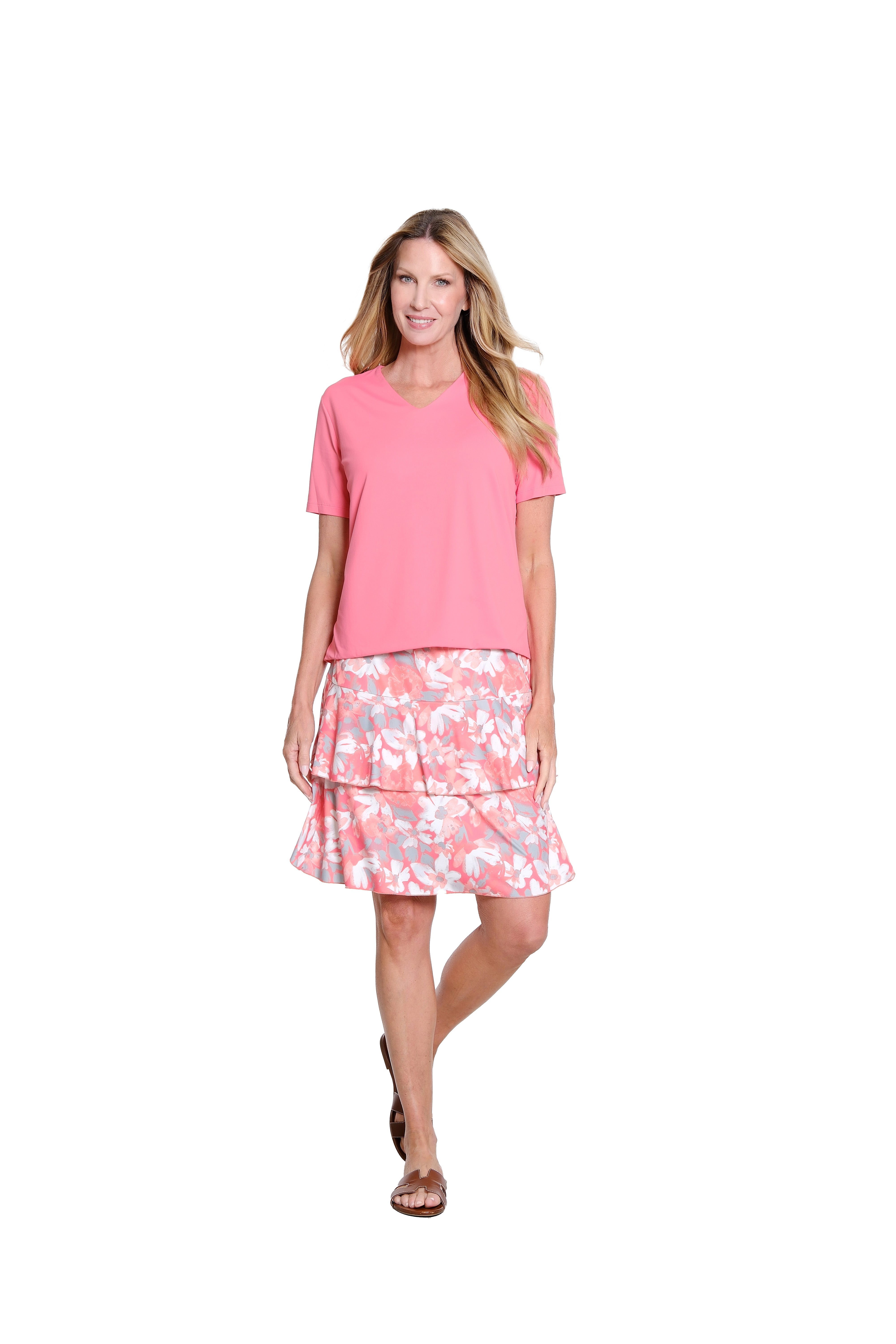 Tiered Print Knit Skort - Multi