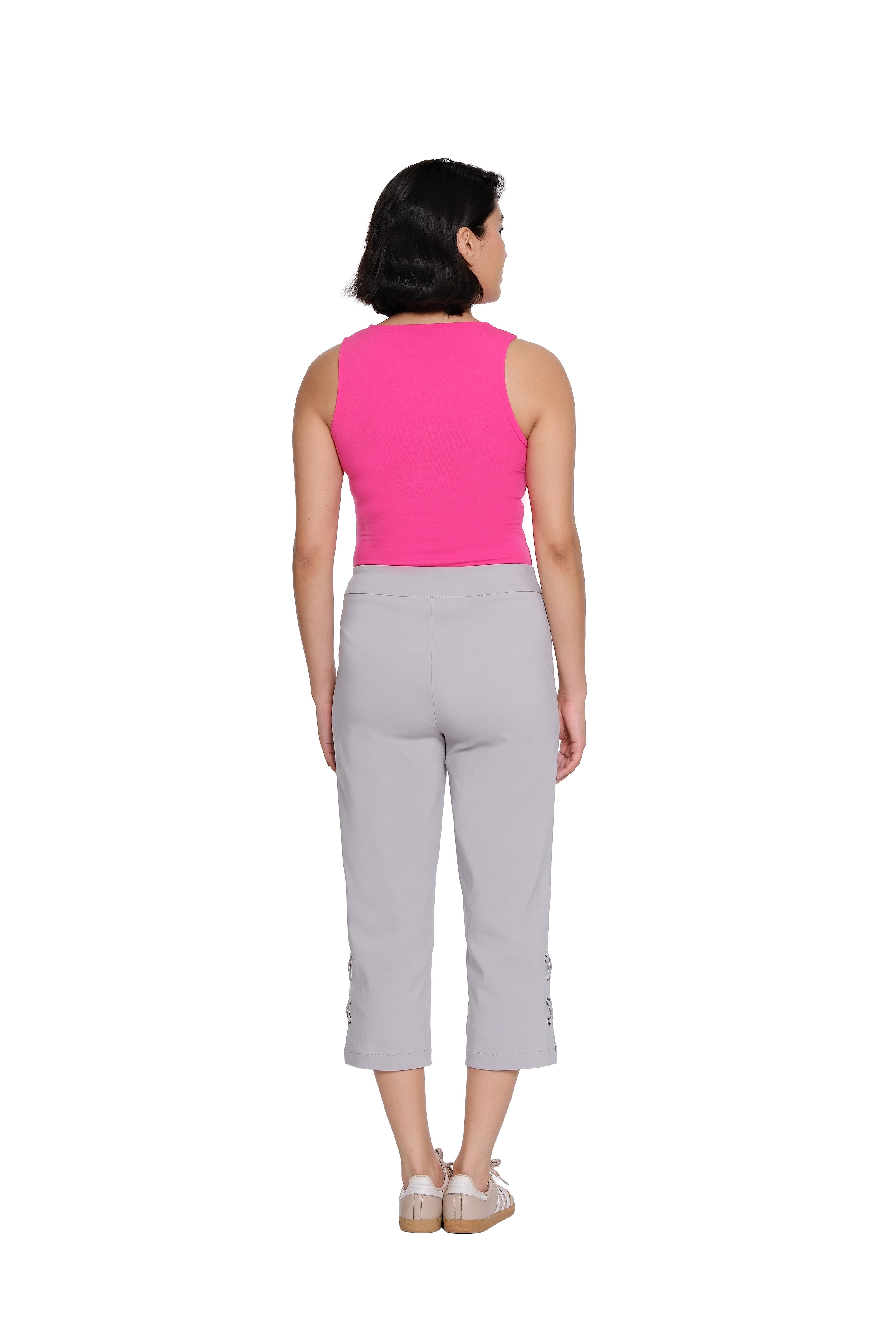 Pull-On Crop Pant with Double X-Strap Hem - Petite - Dove Grey