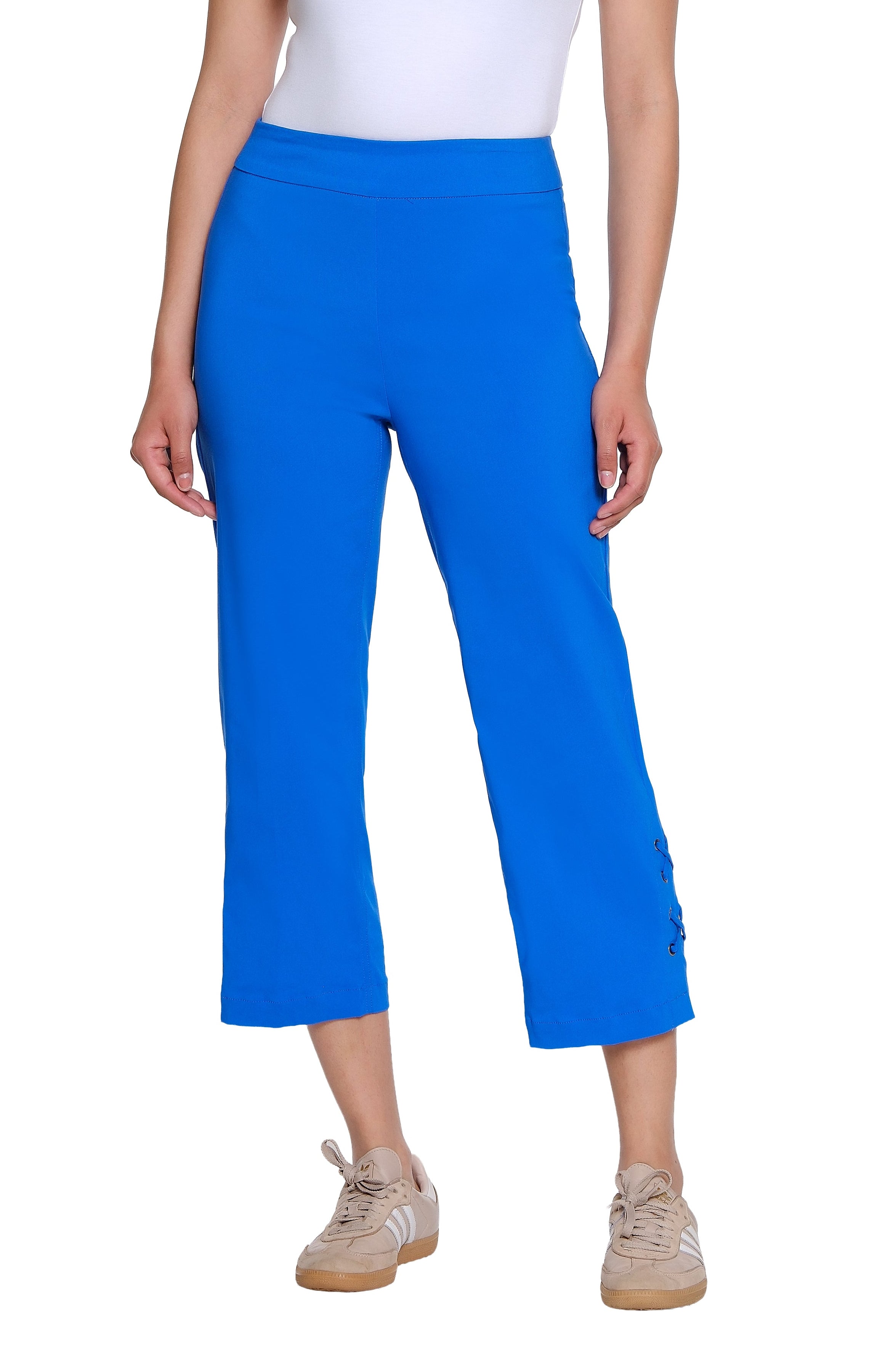 Pull-On Crop Pant with Double X-Strap Hem - Plus - Electric Blue
