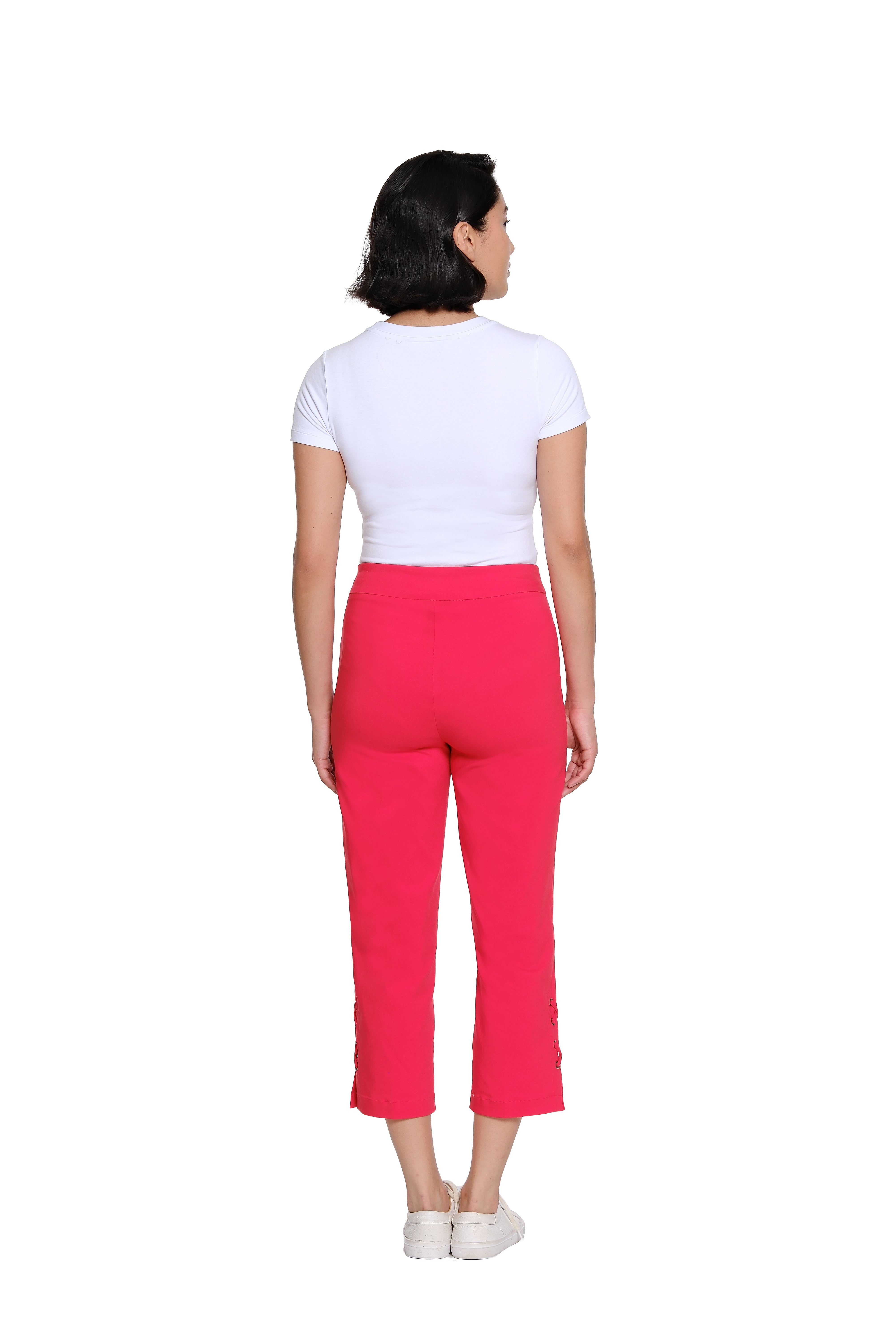 Pull-On Crop Pant with Double X-Strap Hem - Plus - Fiery Red