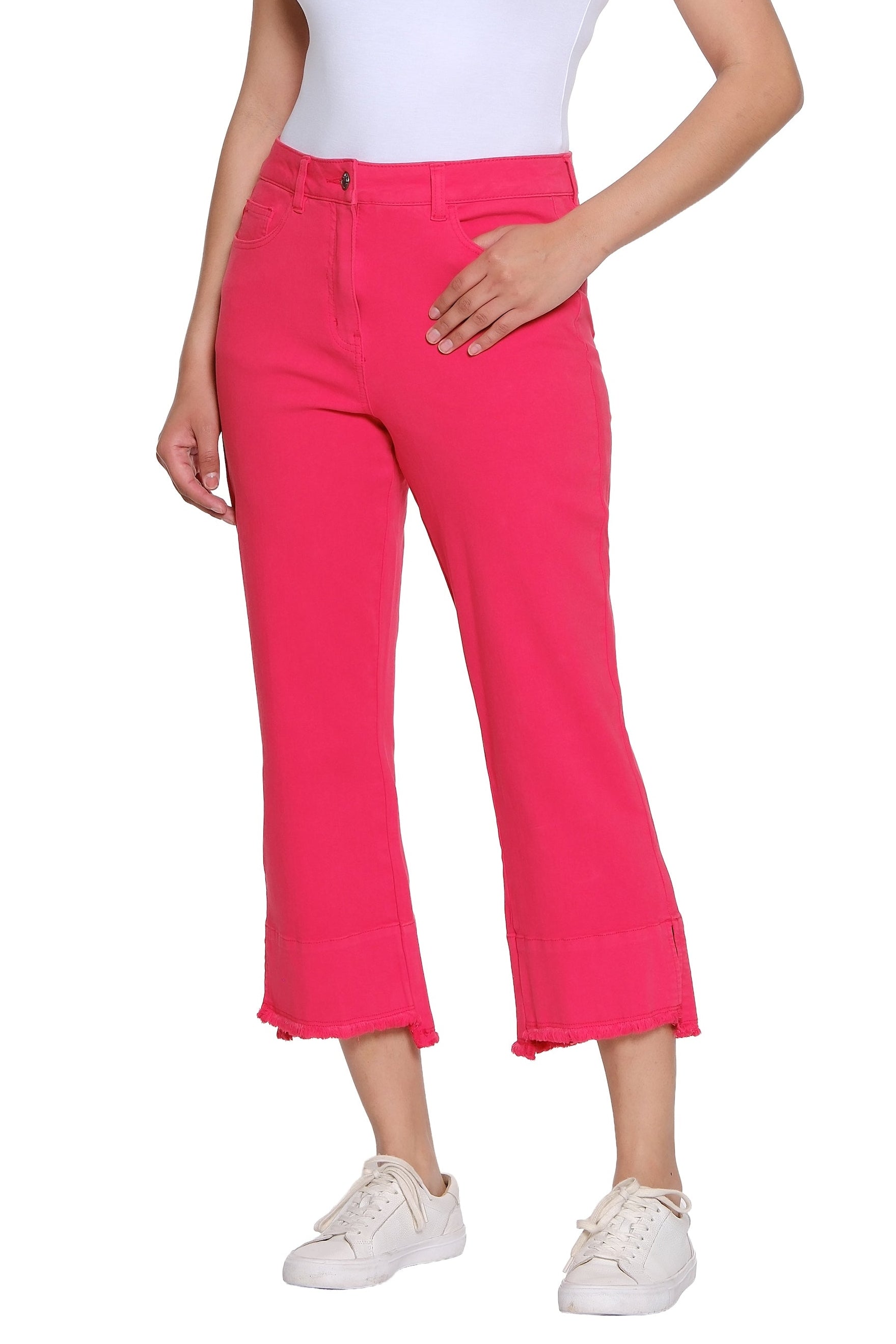 Garment-Dyed Stretch Denim Crop Pant - Petite - Fiery Red