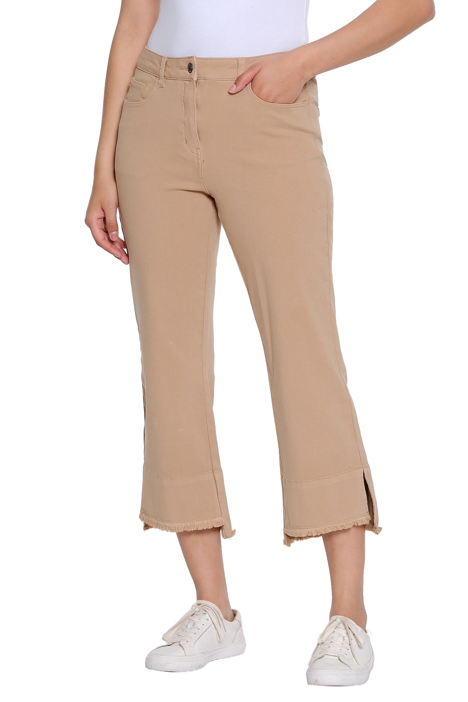 Garment-Dyed Stretch Denim Crop Pant - Plus - Khaki