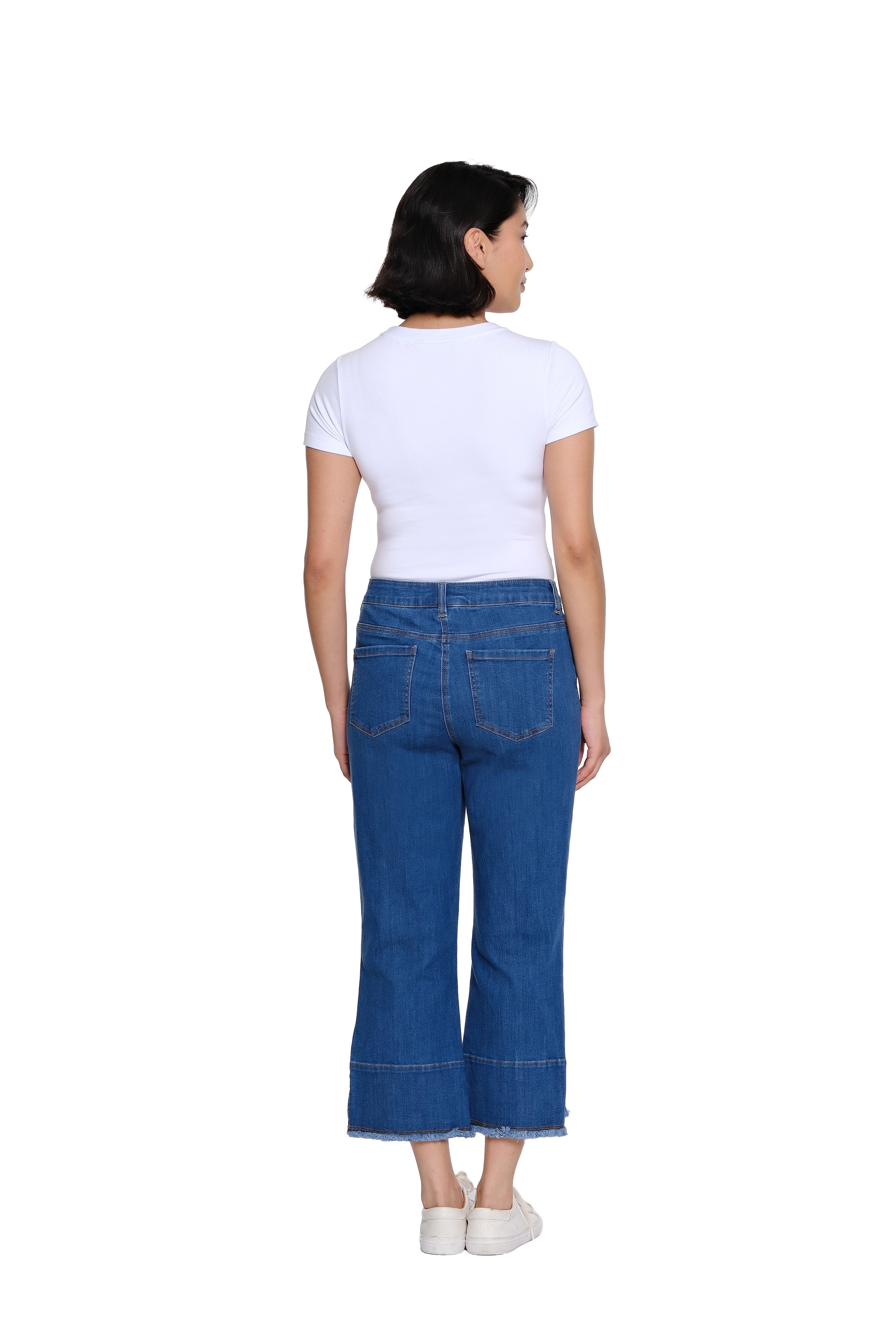 Garment-Dyed Stretch Denim Crop Pant - Petite - Medium Indigo