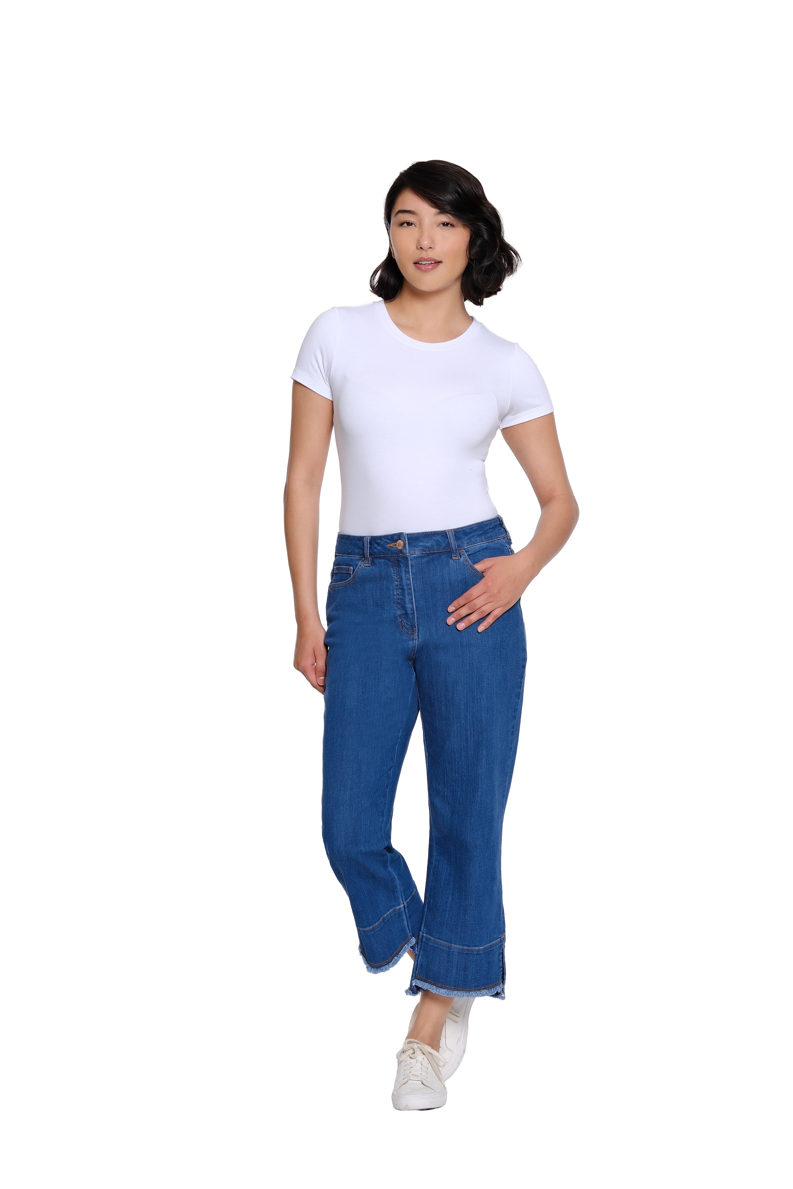 Garment-Dyed Stretch Denim Crop Pant - Medium Indigo