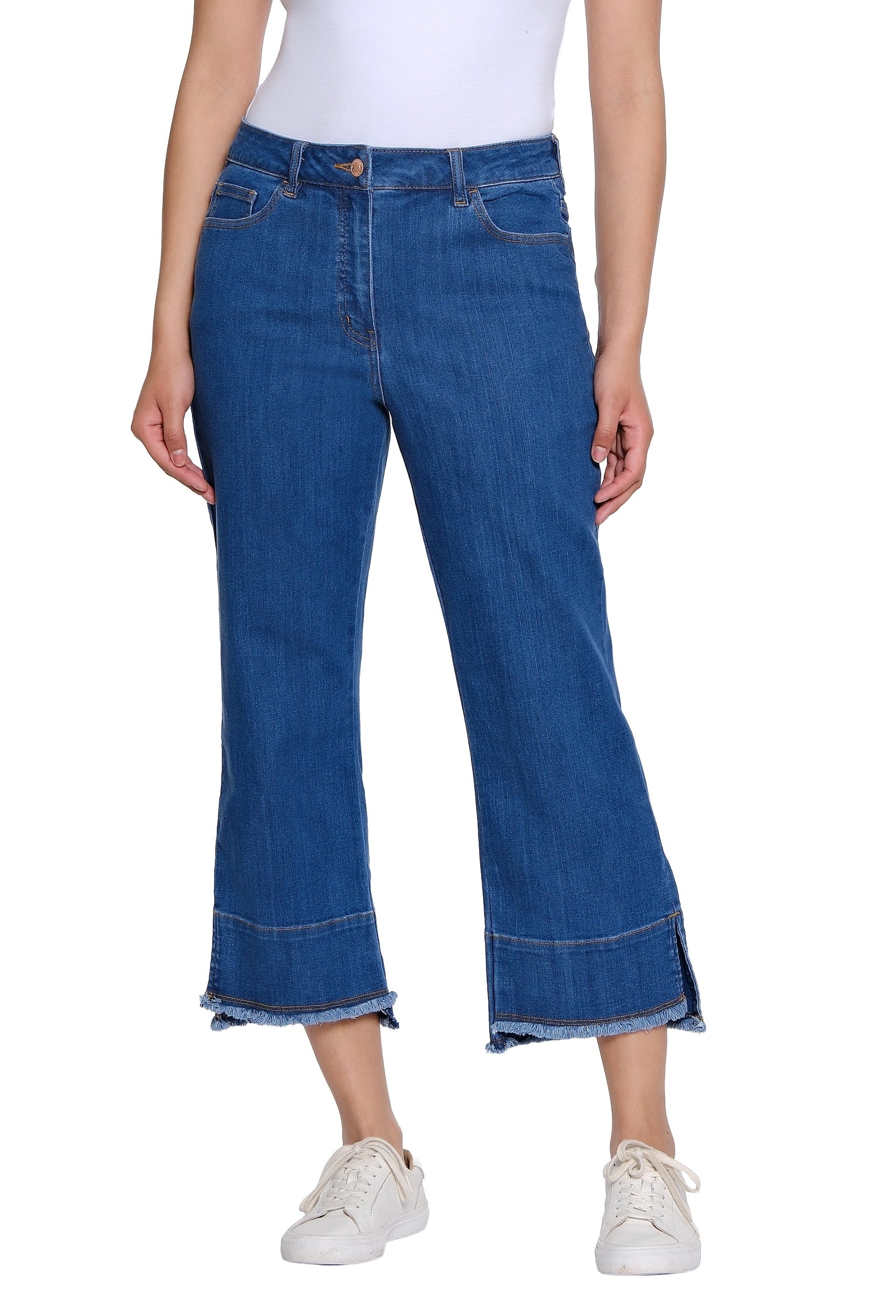 Garment-Dyed Stretch Denim Crop Pant - Petite - Medium Indigo