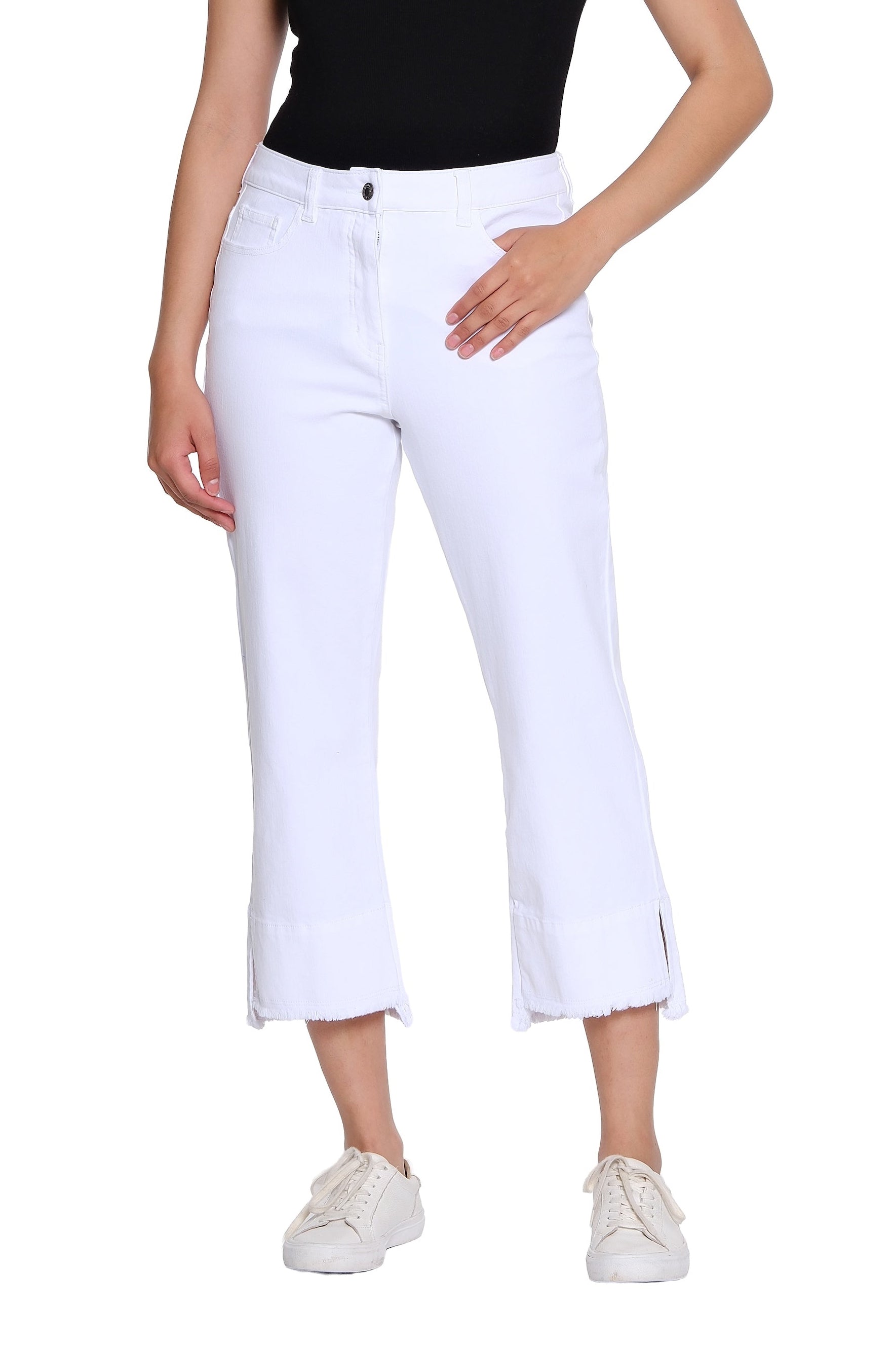 Garment-Dyed Stretch Denim Crop Pant - Plus