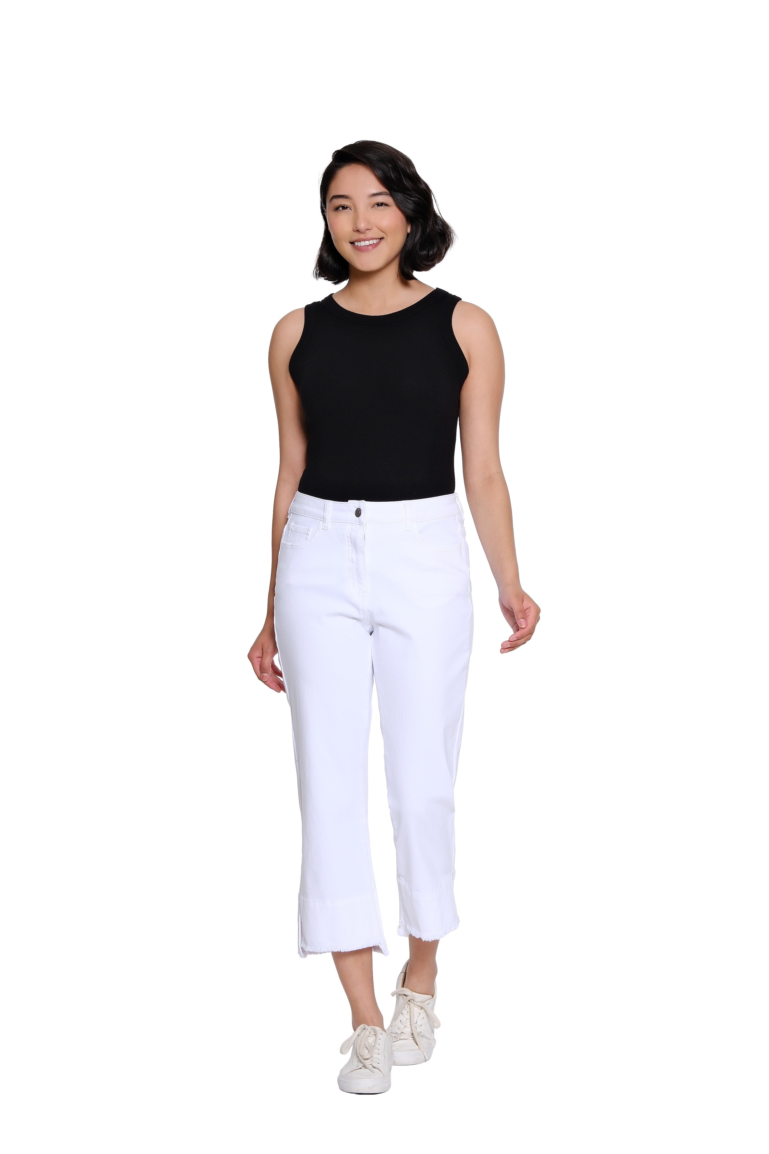 Garment-Dyed Stretch Denim Crop Pant - Petite - White