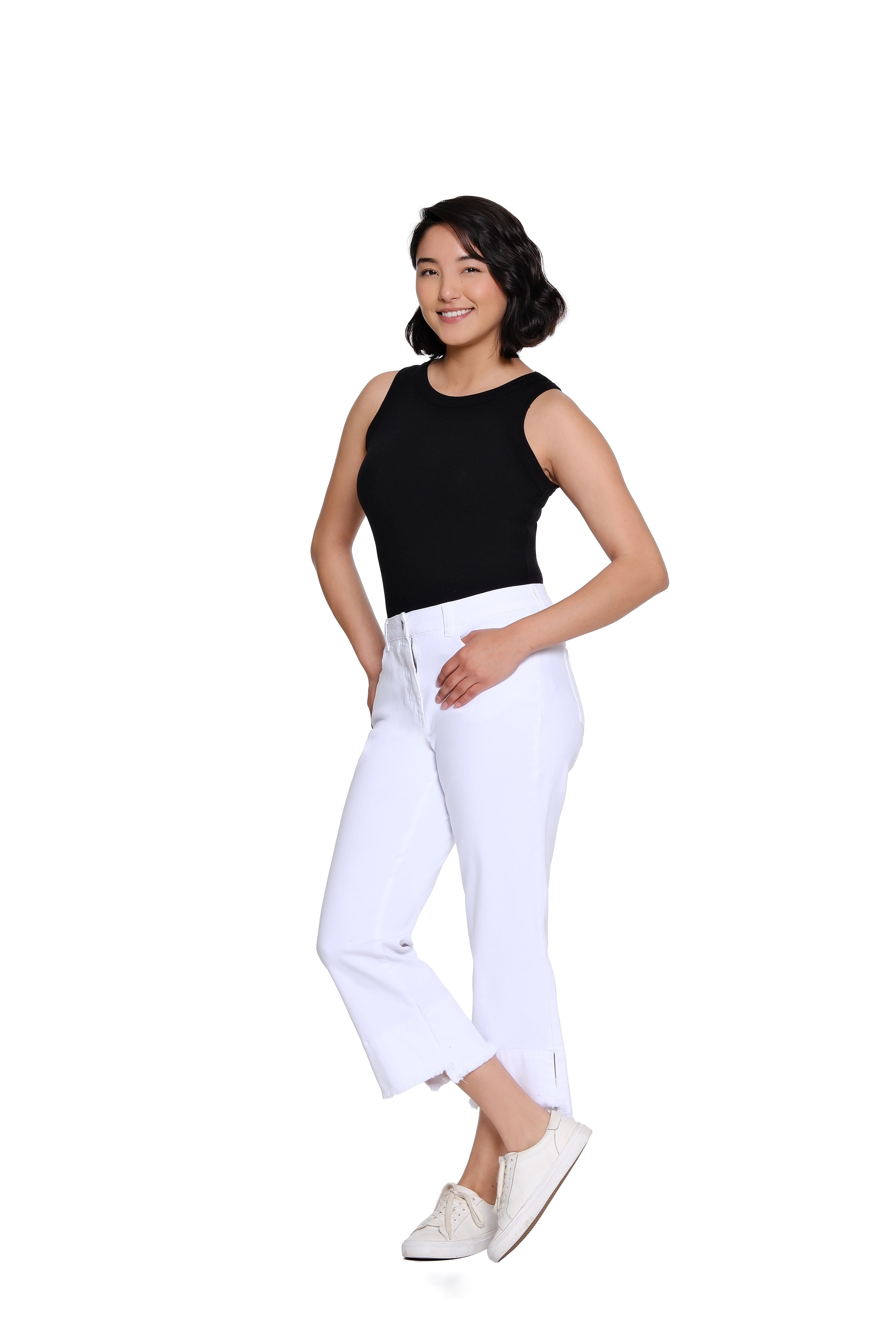 Garment-Dyed Stretch Denim Crop Pant - Plus