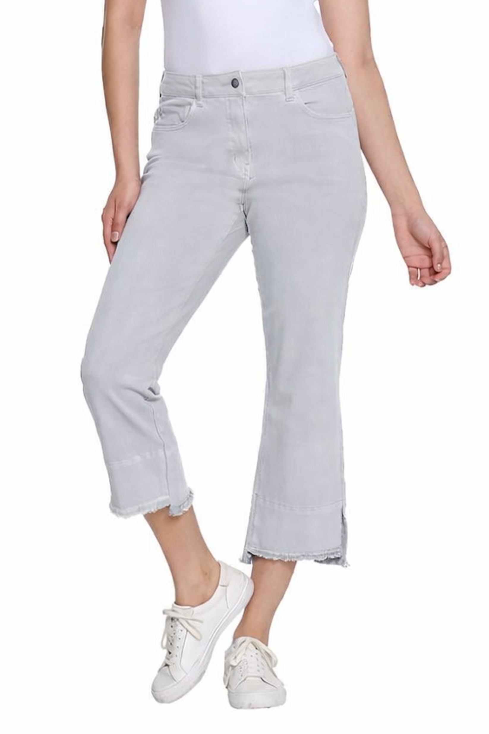 Garment-Dyed Stretch Denim Crop Pant - Petite - Ice Grey