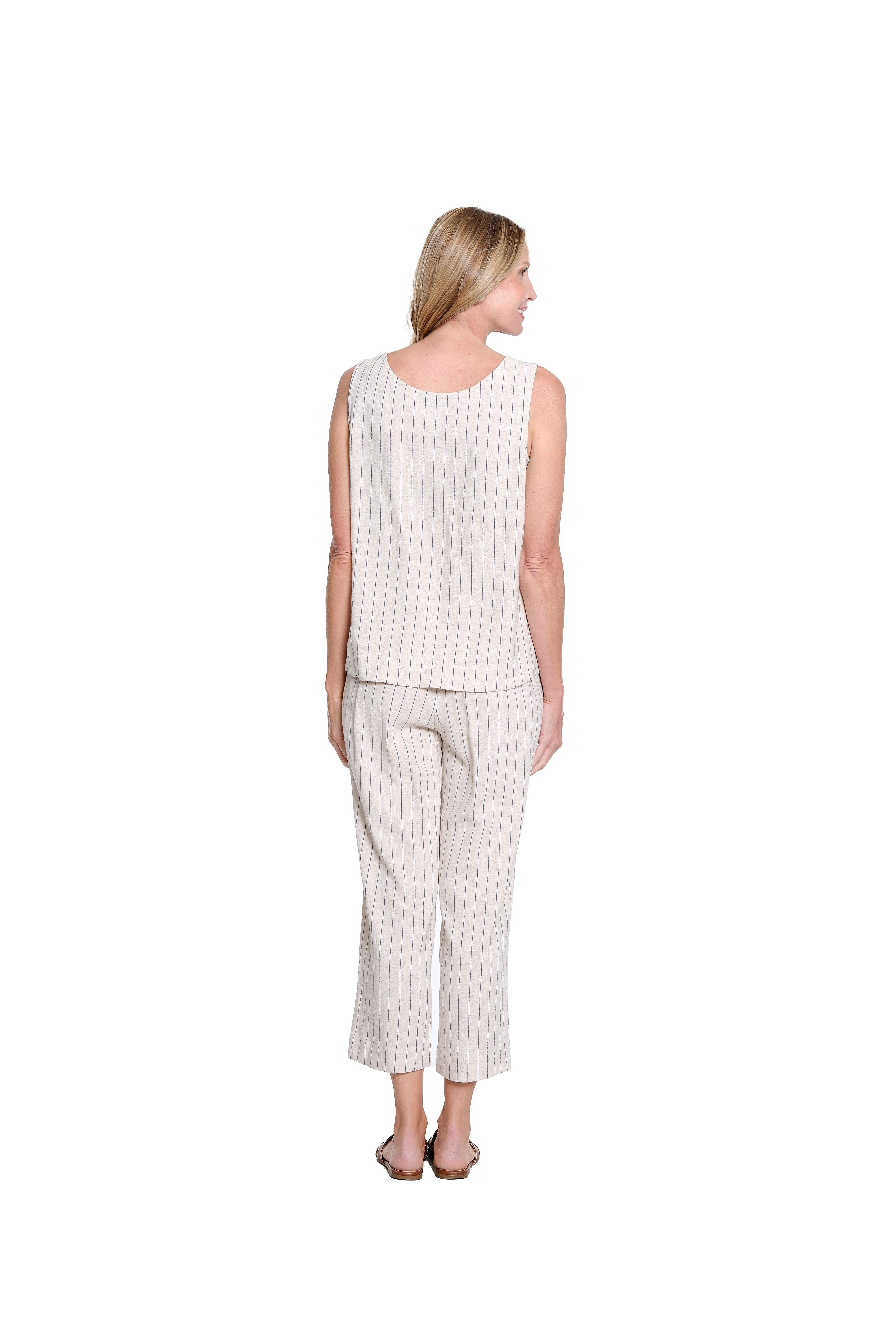 Stripe Pull-On Crop Pant - Flax
