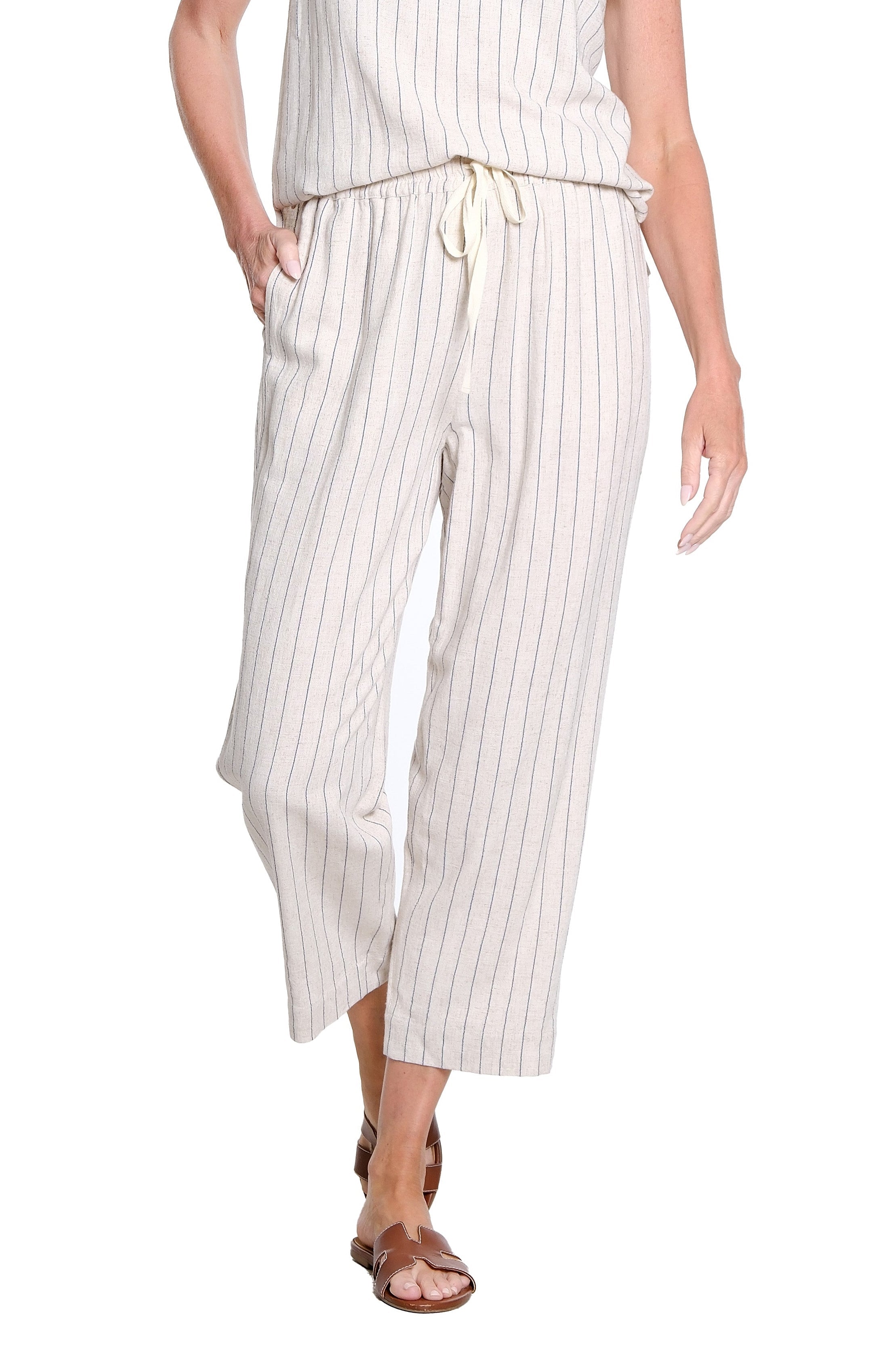 Stripe Pull-On Crop Pant - Plus - Flax