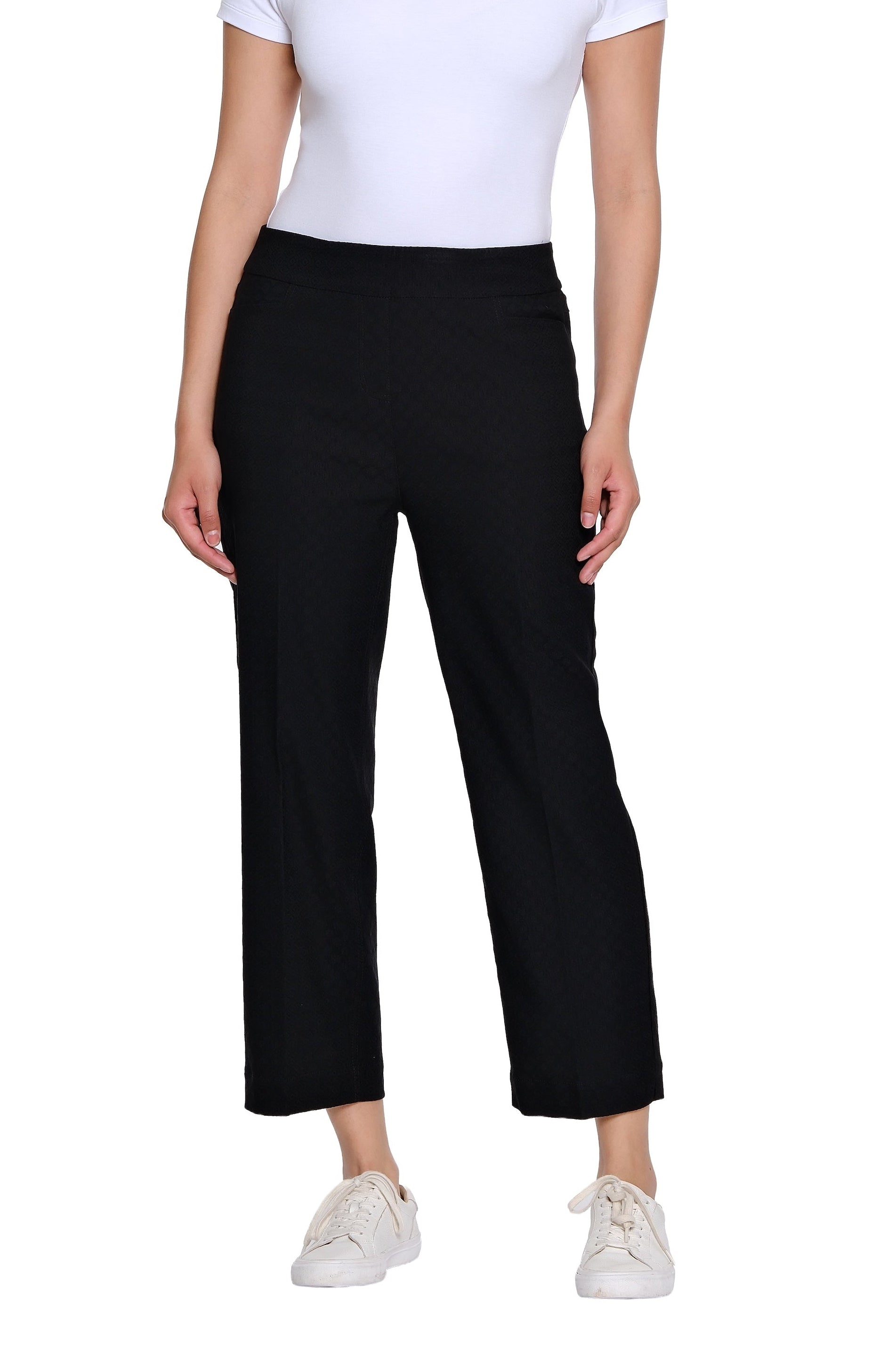 Jacquard Woven Crop Pant - Black