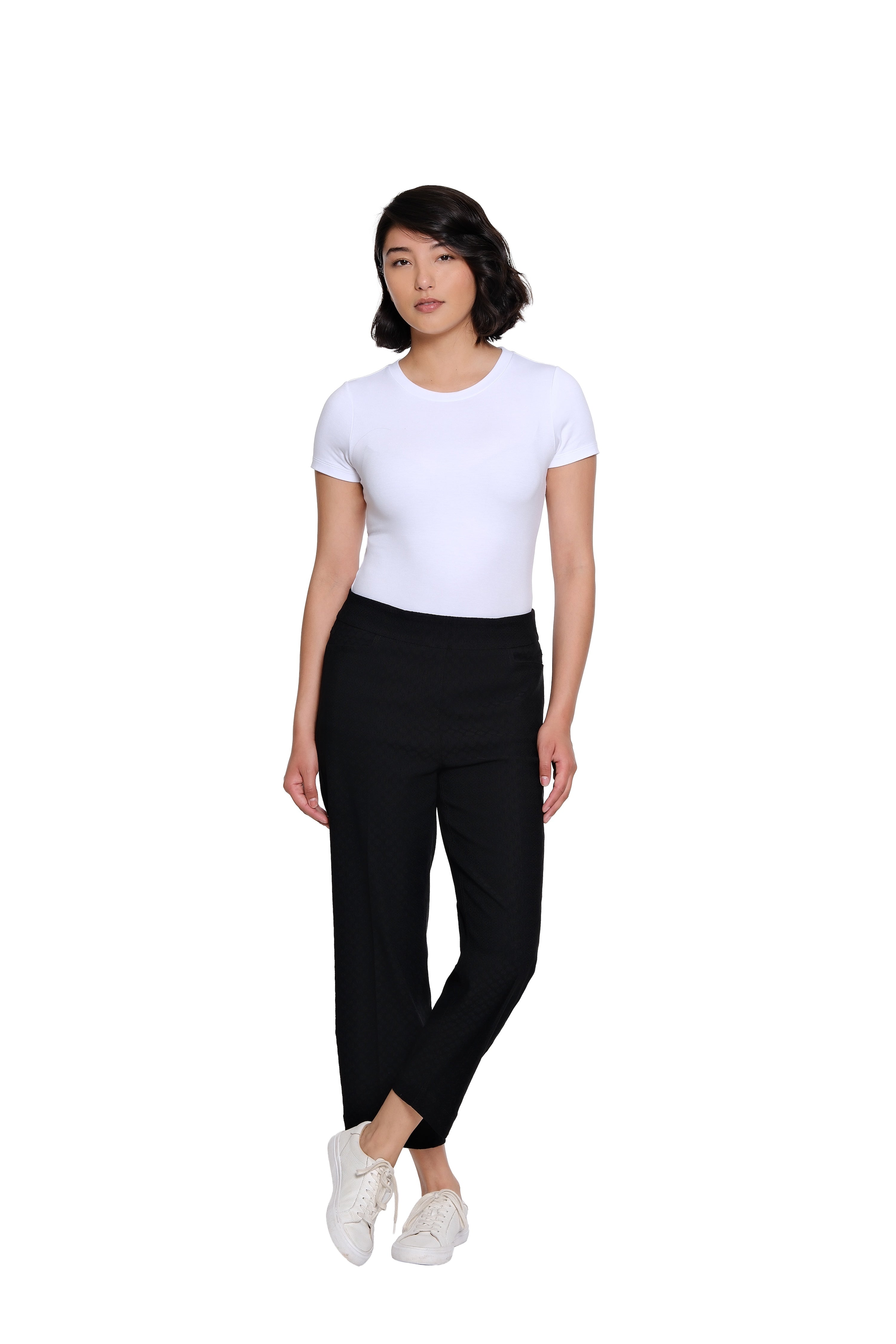 Jacquard Woven Crop Pant - Black
